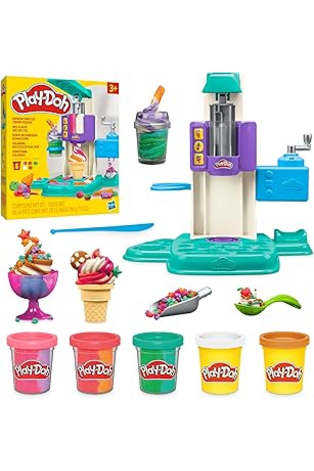Mu Art Ahşap Play-Doh Gökkuşağı Renkleri Dondurma Oyun Seti