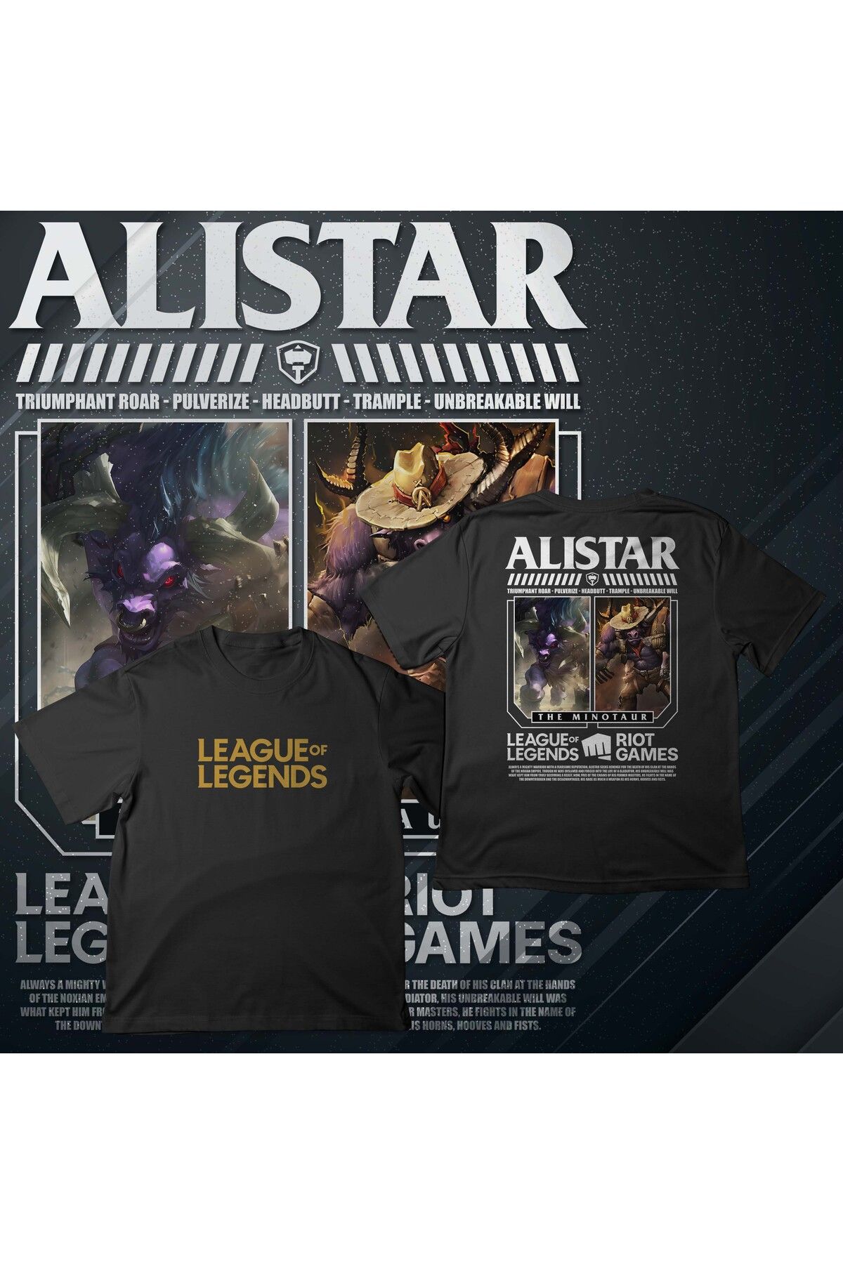 EZ Design League of Legends - ALISTAR - Baskılı Oversize T-shirt
