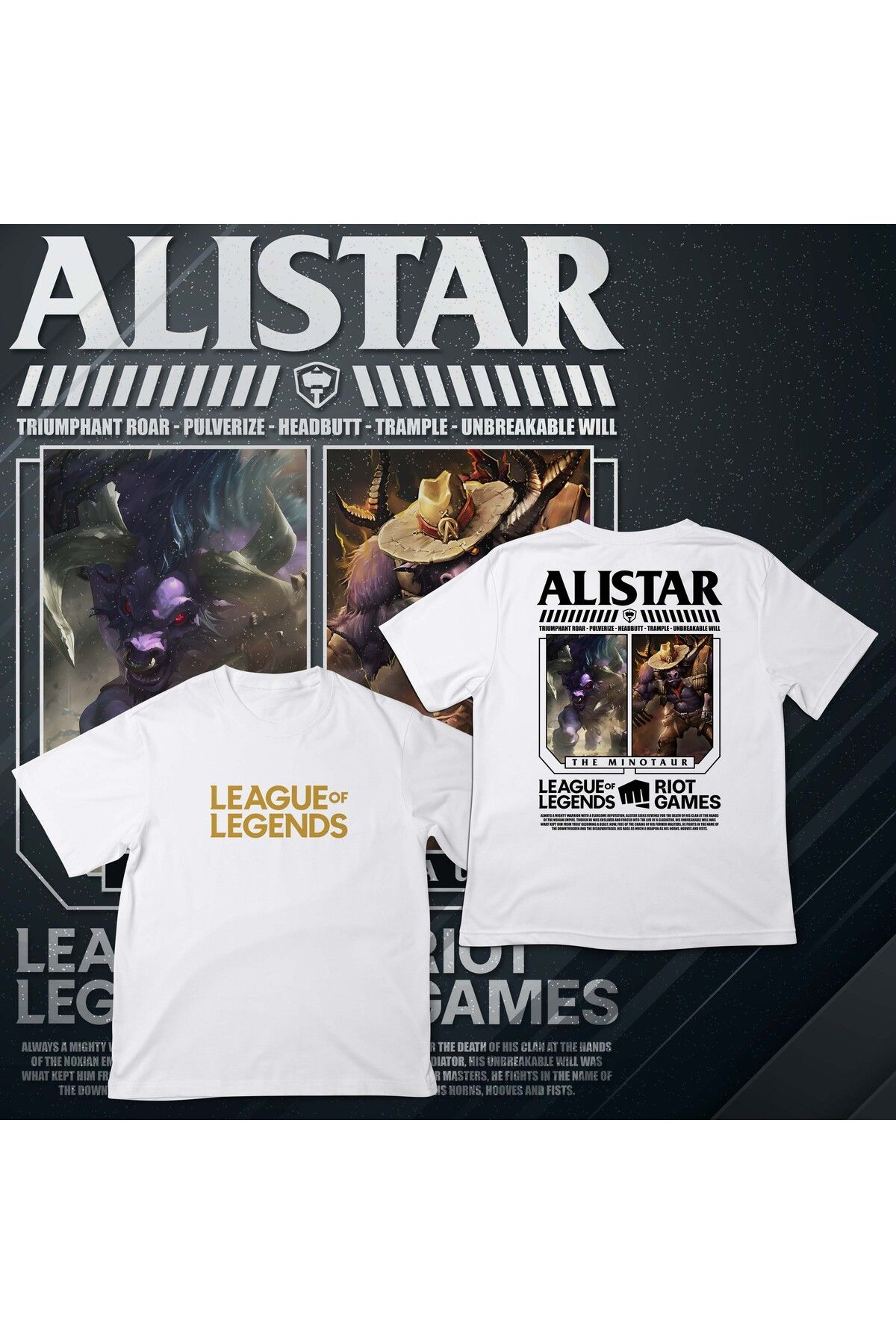 EZ Design League of Legends - ALISTAR - Baskılı Oversize T-shirt