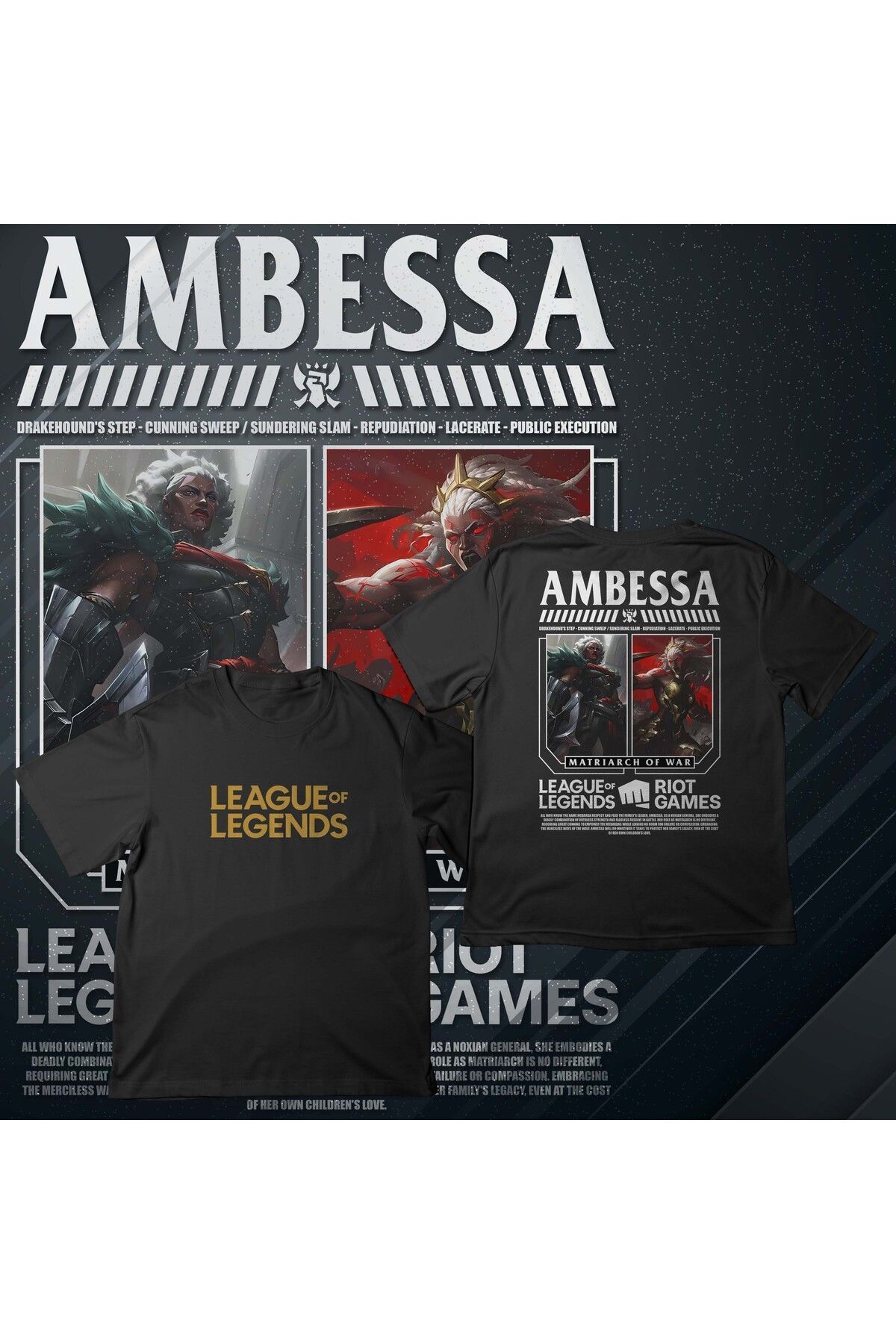 EZ Design League of Legends - AMBESSA - Baskılı Oversize T-shirt