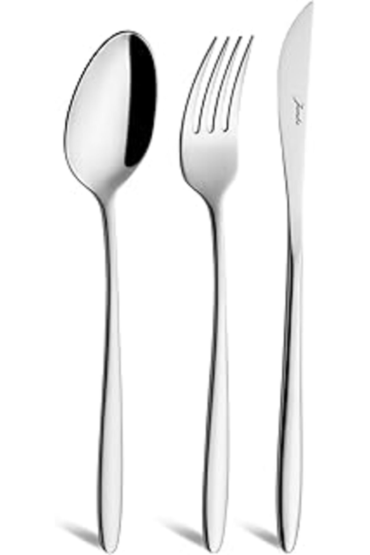 Mu Art Ahşap Jumbo 2003 18 Parça 6 Kişilik Yemek Çatal Kaşık Bıçak Takımı Çelik