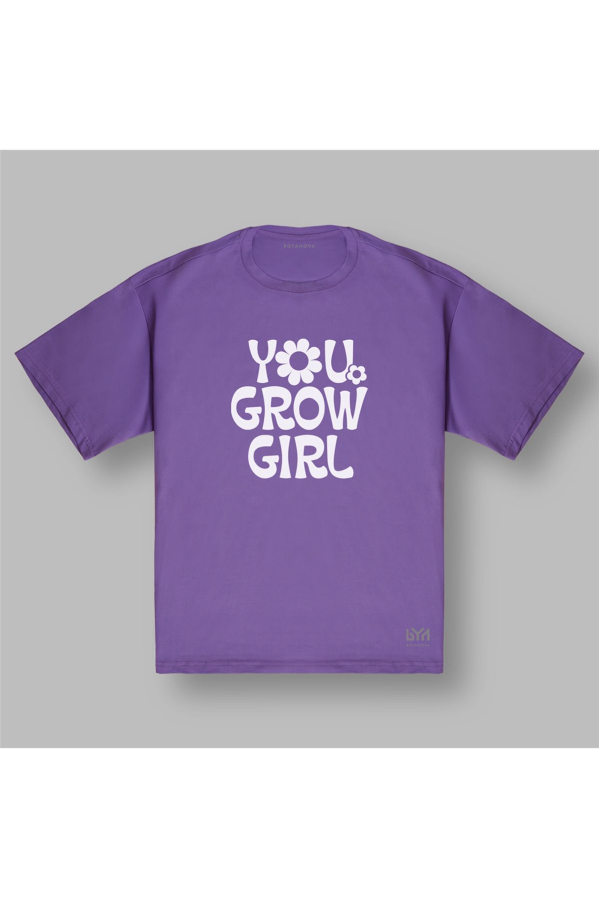 BOYANOVA You Grow Girl Kadın Oversize Mor Tişört