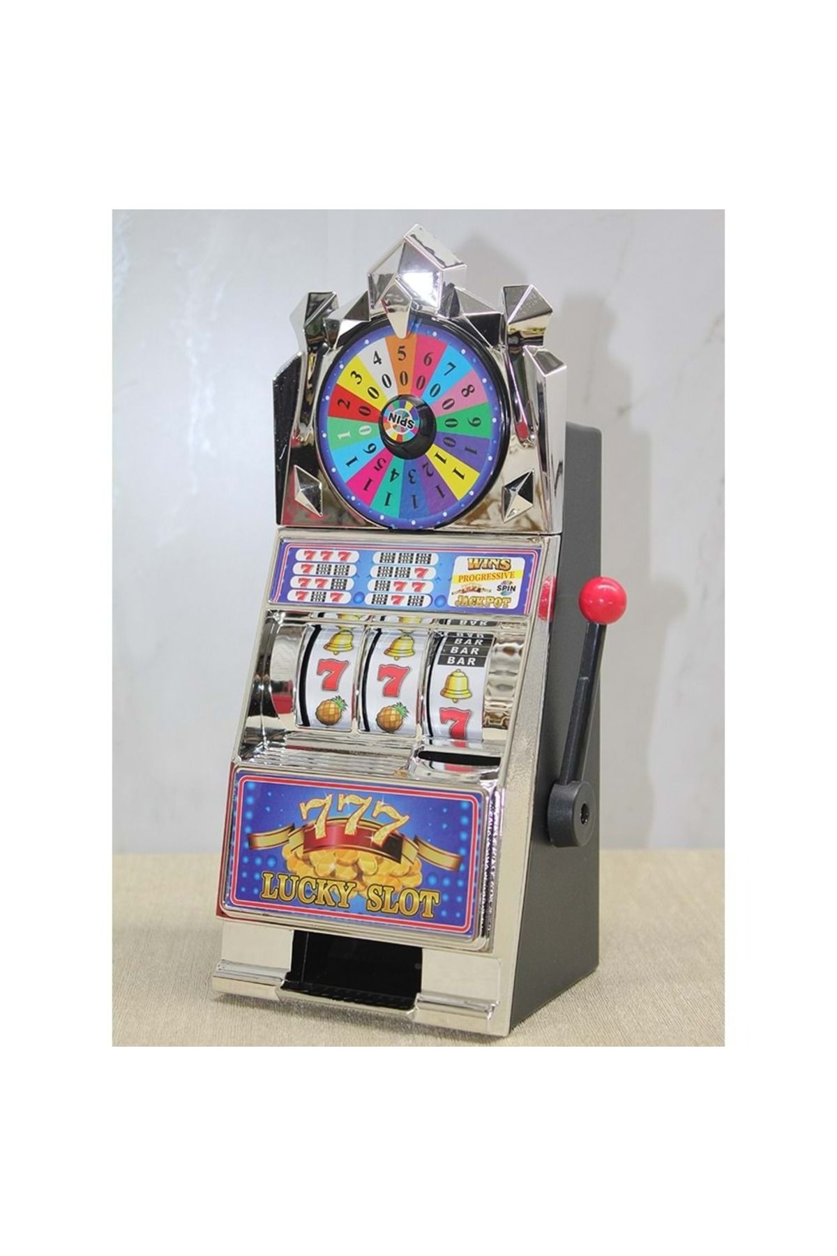 Mersi SHOP 🎰 Lucky Slot Çarklı Slot Makinesi – 27×11 cm Eğlenceli Masa Oyuncağı