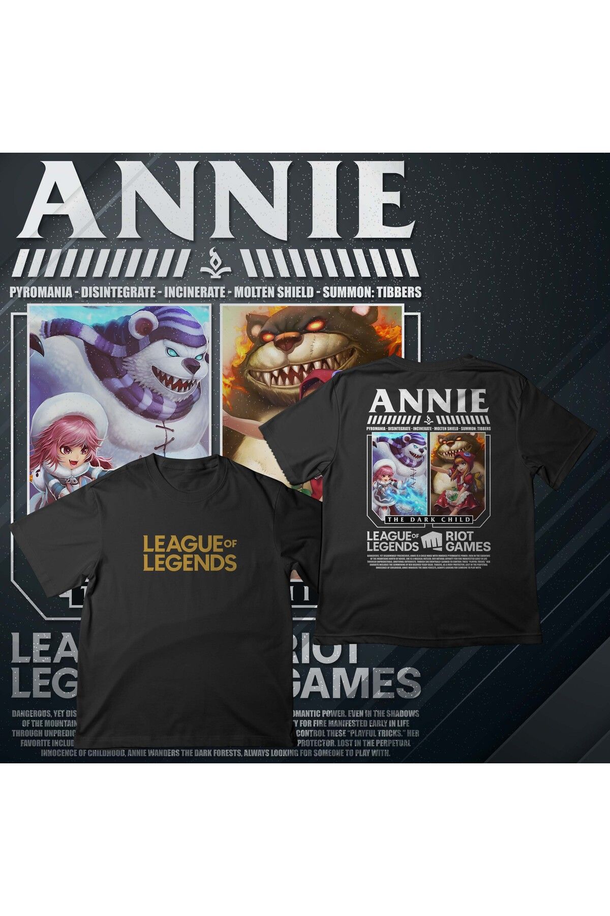 EZ Design League of Legends - ANNIE - Baskılı Oversize T-shirt