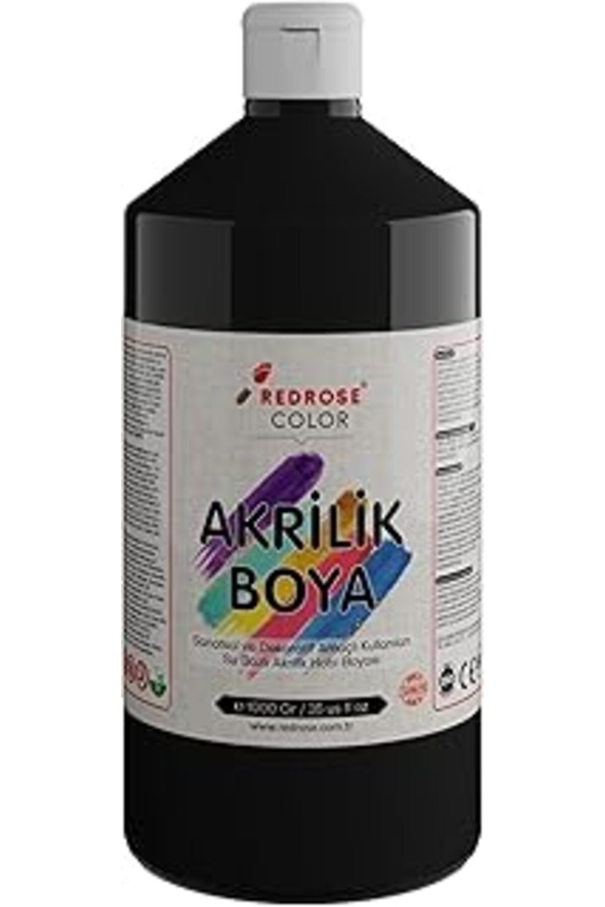 Qedii Red Rose Siyah Akrilik Boya 1000 Gr