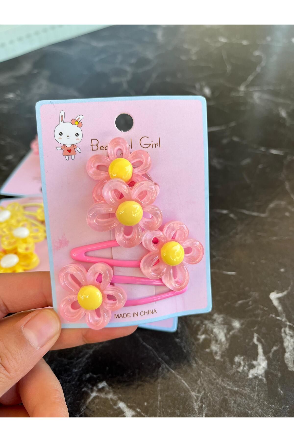 EMKSHOP ÇİÇEK MODELLİ ÇOCUK TOKA SET (1 ÇİFT BAĞLAMALI 1 ÇİFT ÇITÇITLI)