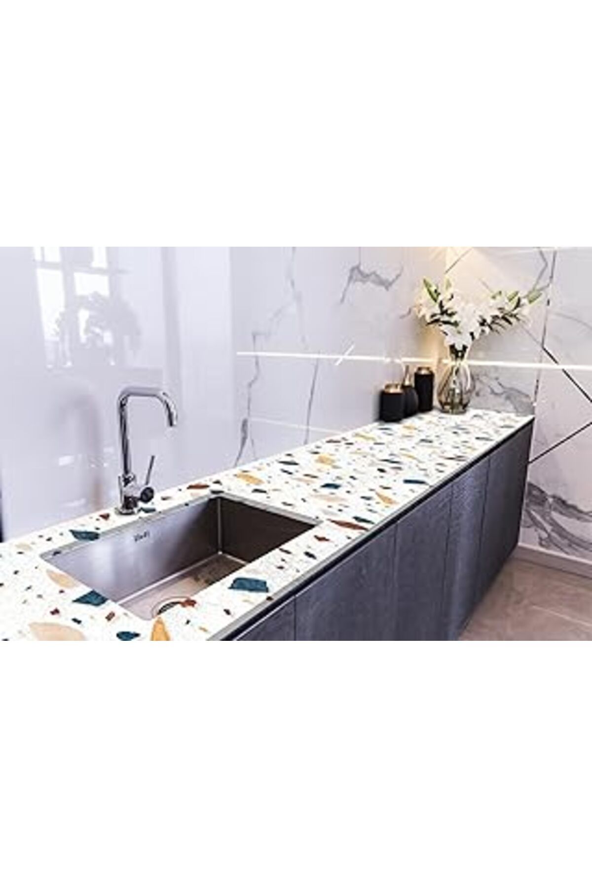 Mu Art Ahşap Stickerart Tezgah Üstü Fayans Kaplama Folyosu Mutfak Tezgahı Kaplama Renkli 70 Cm X 3 Metre