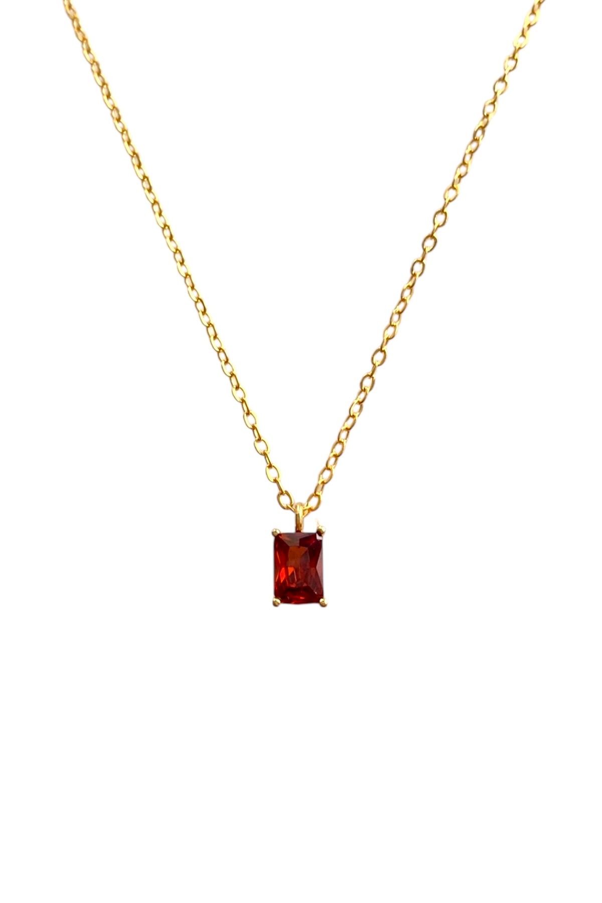 Bonnjerra Jewellery Altın Kaplama Basic Zincir Ocak Ayı Doğum Taşı Kolye, Gold Doğum Taşı Kolye