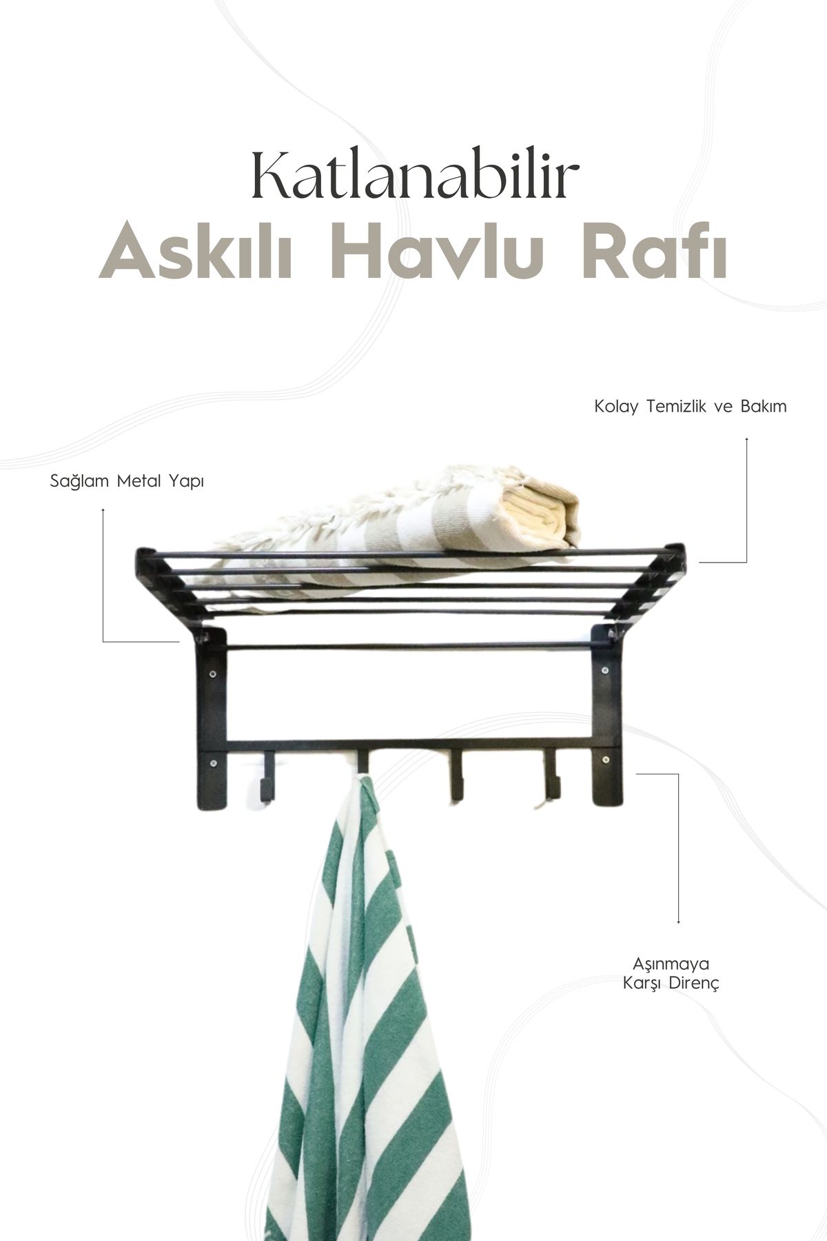 hemetalaksesuar Duvara Monte Katlanabilir Çamaşır Askısı - 60x40 cm