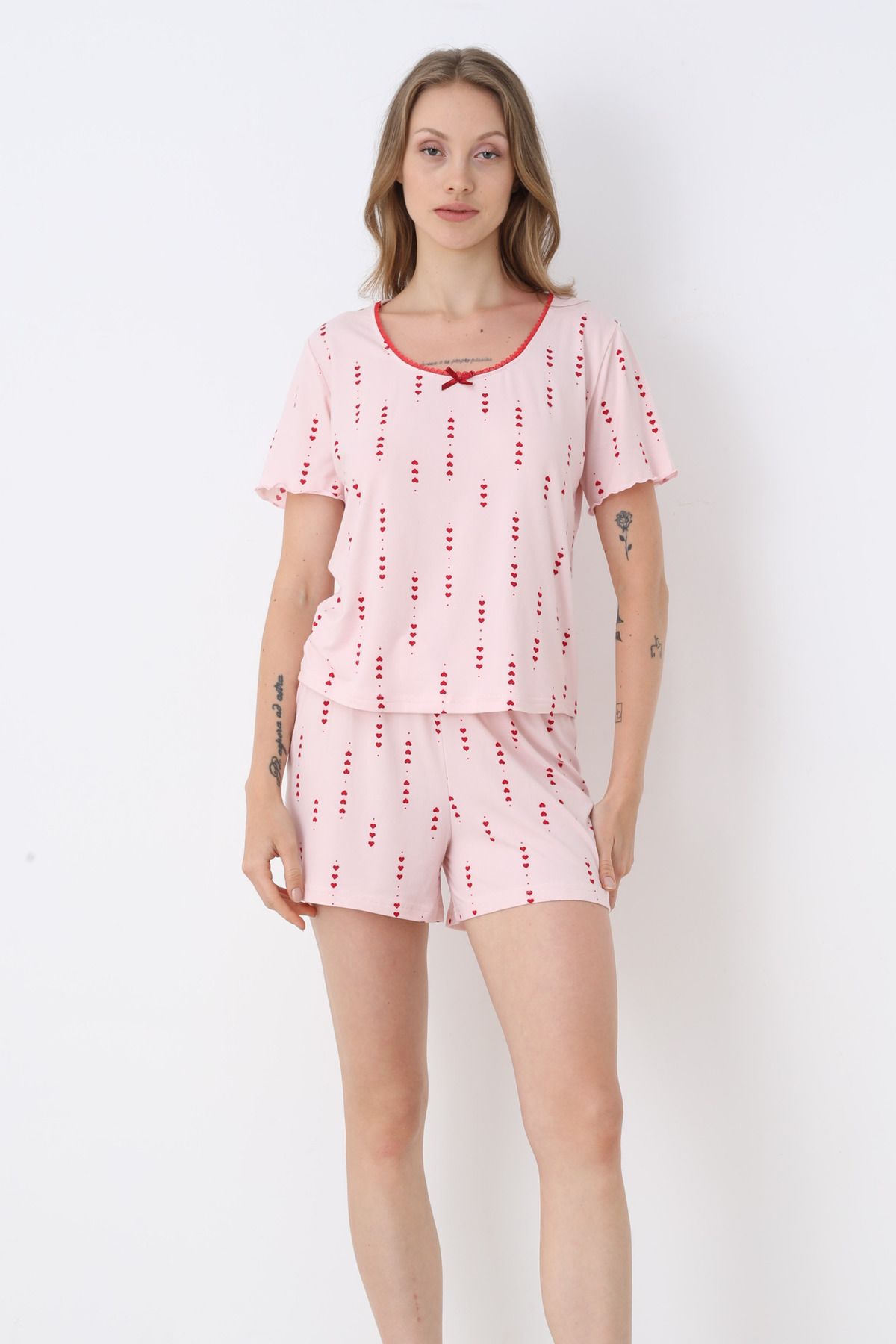 TURAY Bianca Charm Kısakol Şortlu Pijama Takımı