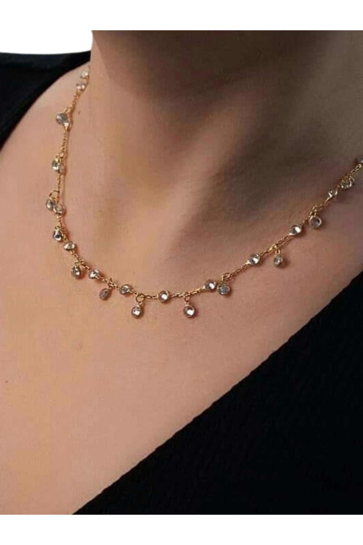 BADE SILVER Saçaklı Zirkon Taşlı Gümüş Kolye