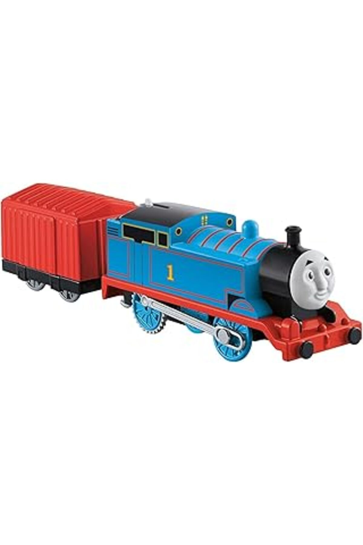 Mu Art Ahşap Thomas Ve Arkadaşları Trackmaster Motorlu Tren Thomas, Kırmızı Vagonlu Mavi Lokomotif, Oyuncak Tren