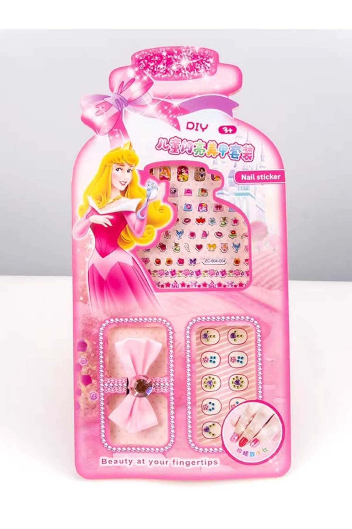 Eva Rose 1 Adet Figürlü Kendinden Yapışkanlı Çocuk Takma Tırnak Sticker Yüz ve Tırnak Taşı Ve toka Seti