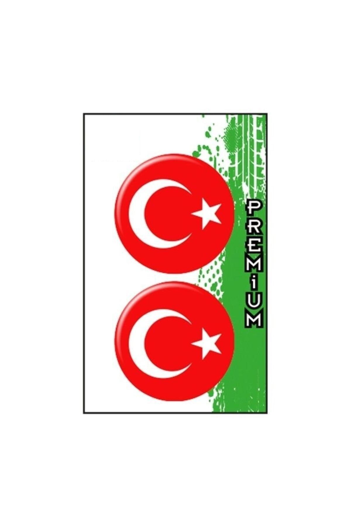 hediyenebak 2'li Türk Bayrağı Yuvarlak Damla Sticker 5x5 cm
