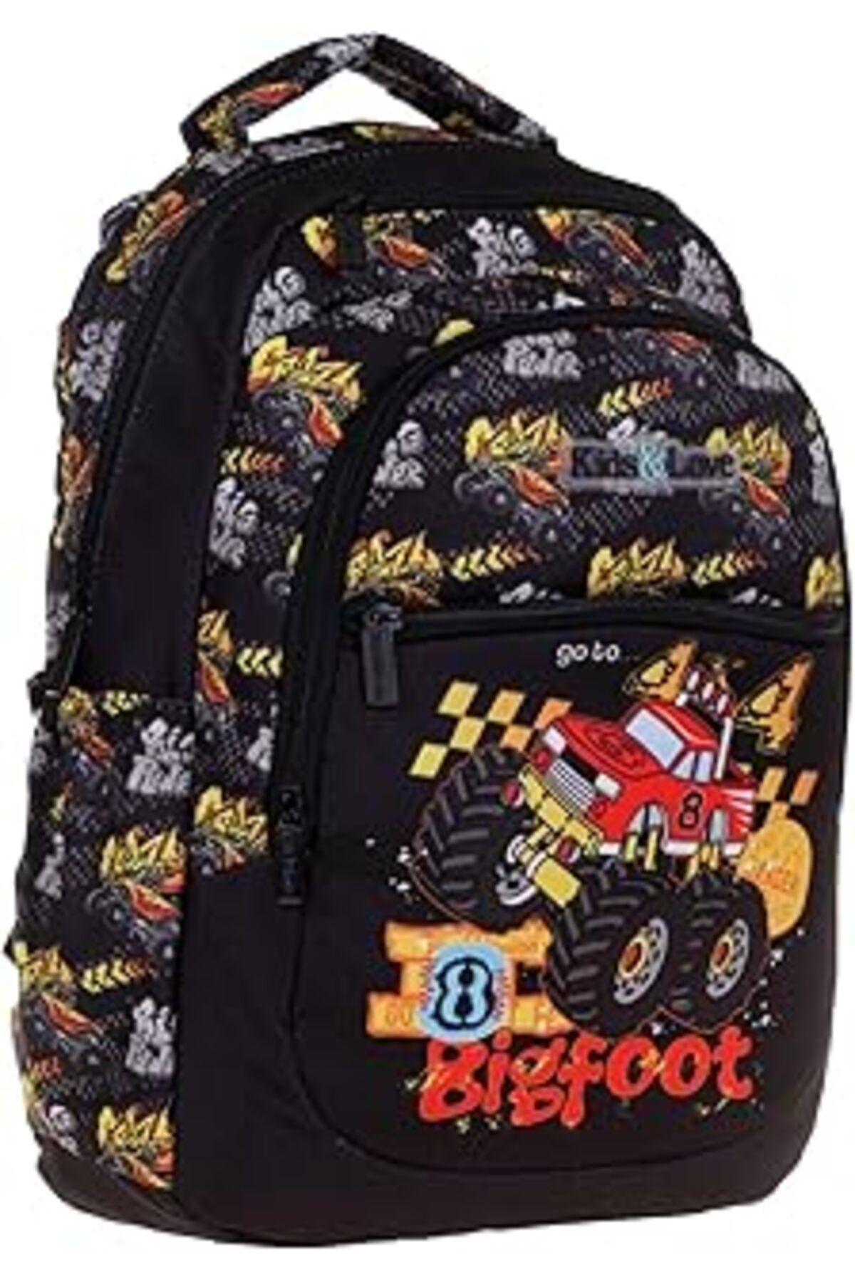 Mu Art Ahşap Kaukko Kids&Love Erkek Siyah Kırmızı Arazi Aracı İlkokul Okul Sırt Çantası