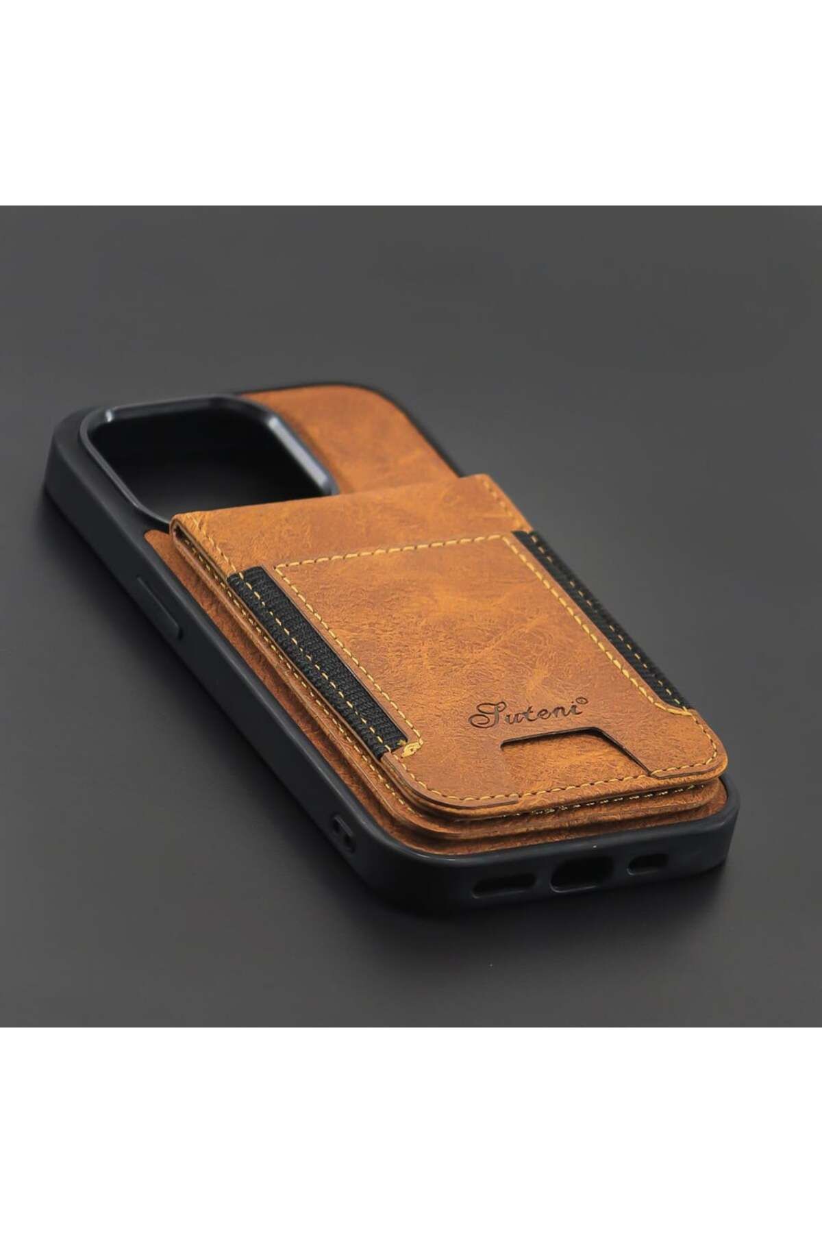 Case&Case iPhone 15 Plus Uyumlu Deri Özellikli Extra Kartlıklı Ve Lens Hediyeli Kılıf