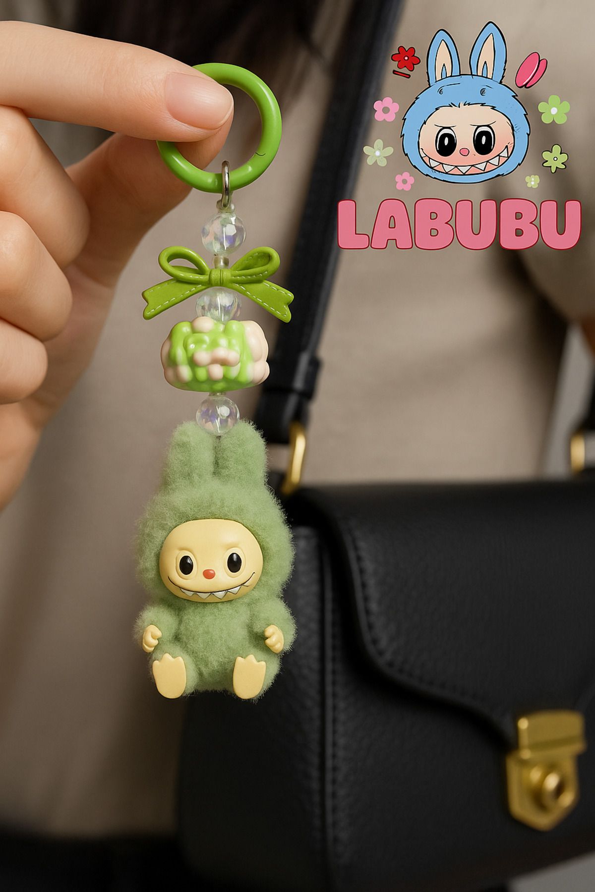 TOYFEST Labubu Peluş Anahtarlık Çanta Şüsü - MODEL 1 - Yeşil