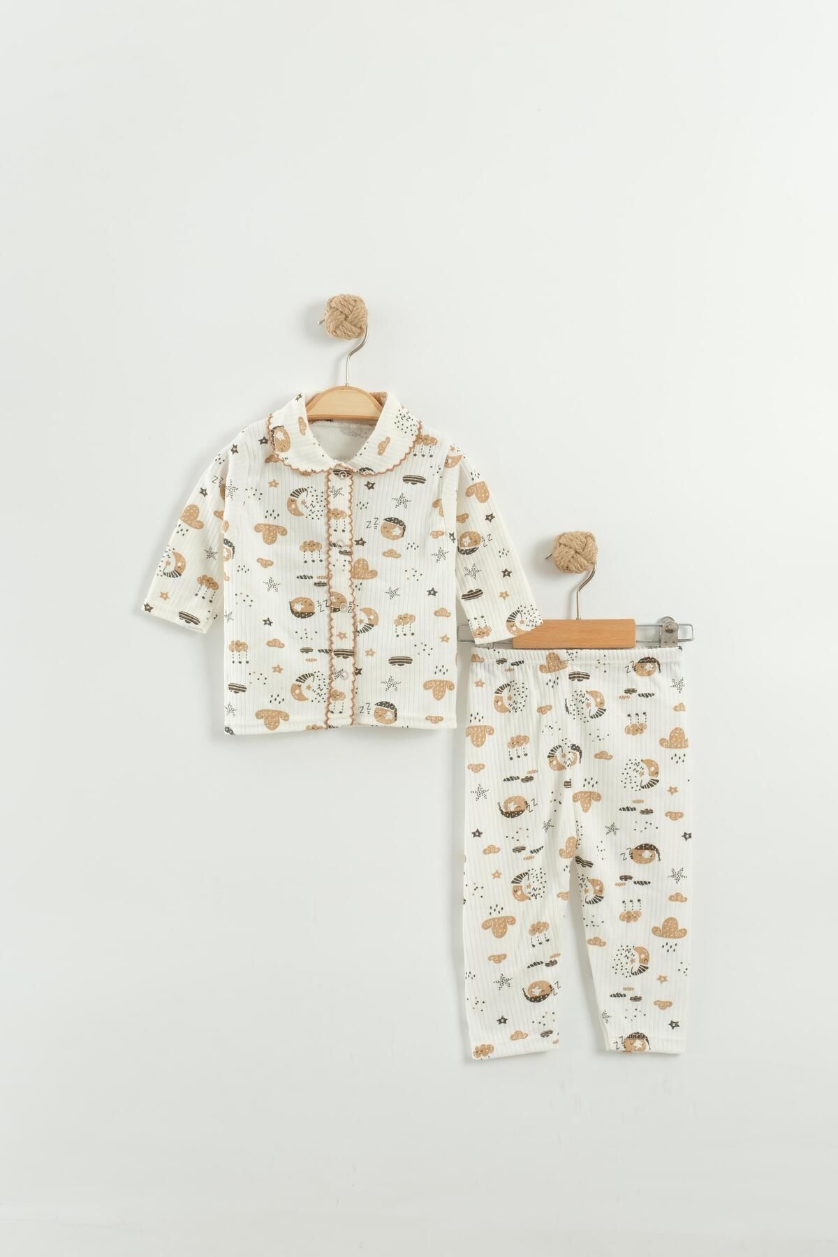 Baby Wings Bulut ve Ay Baskılı Bebek Pijama Takım Unisex