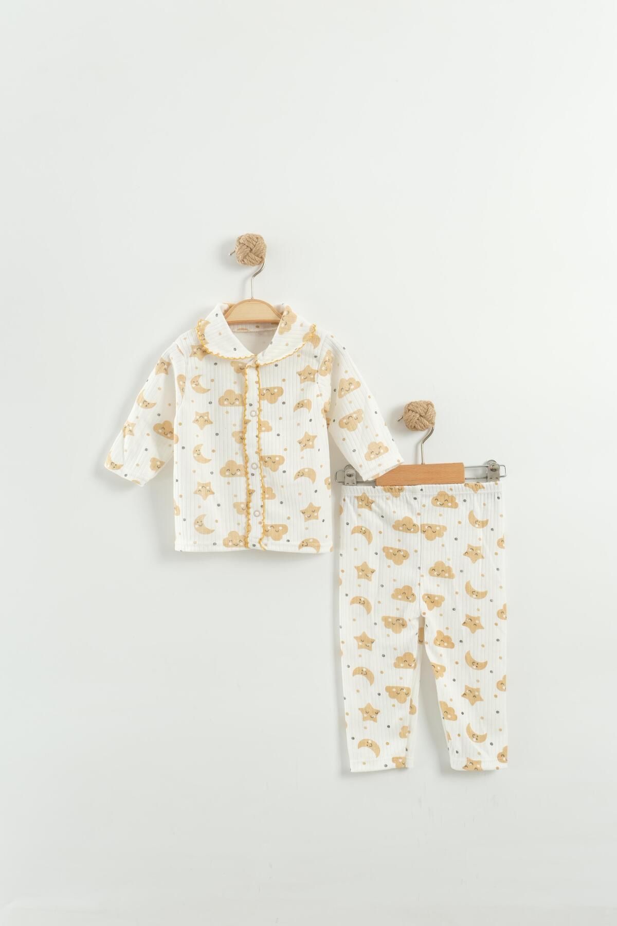 Baby Wings Bulut Baskılı Oyalı Bebek Pijama Takım