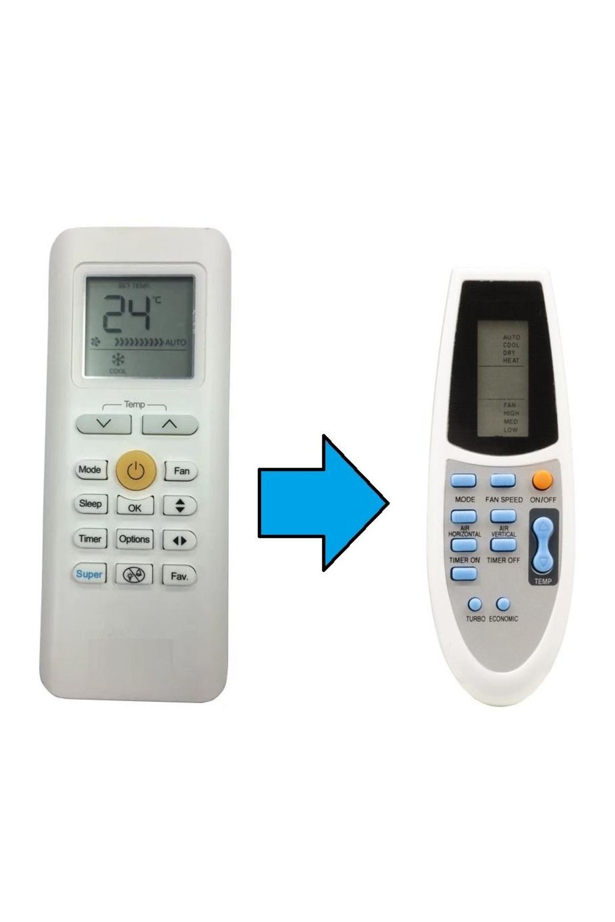 Midea RG70A/BGEF İle Uyumlu Klima Kumandası-Resimde Sağdaki Gönderilir