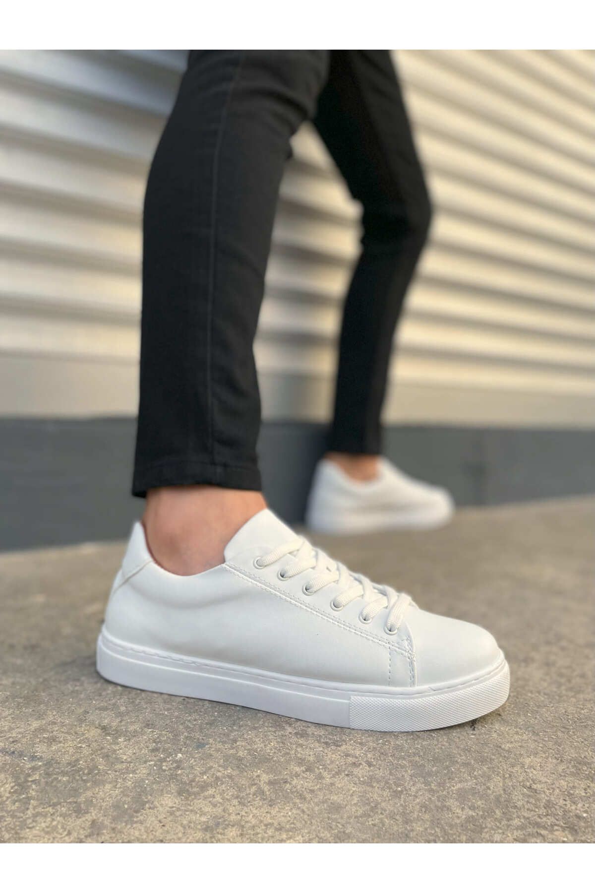 Joy Ayakkabı JY122 Mode Bağcıklı Cilt Erkek Günlük Sneaker Ayakkabı CBT - Beyaz