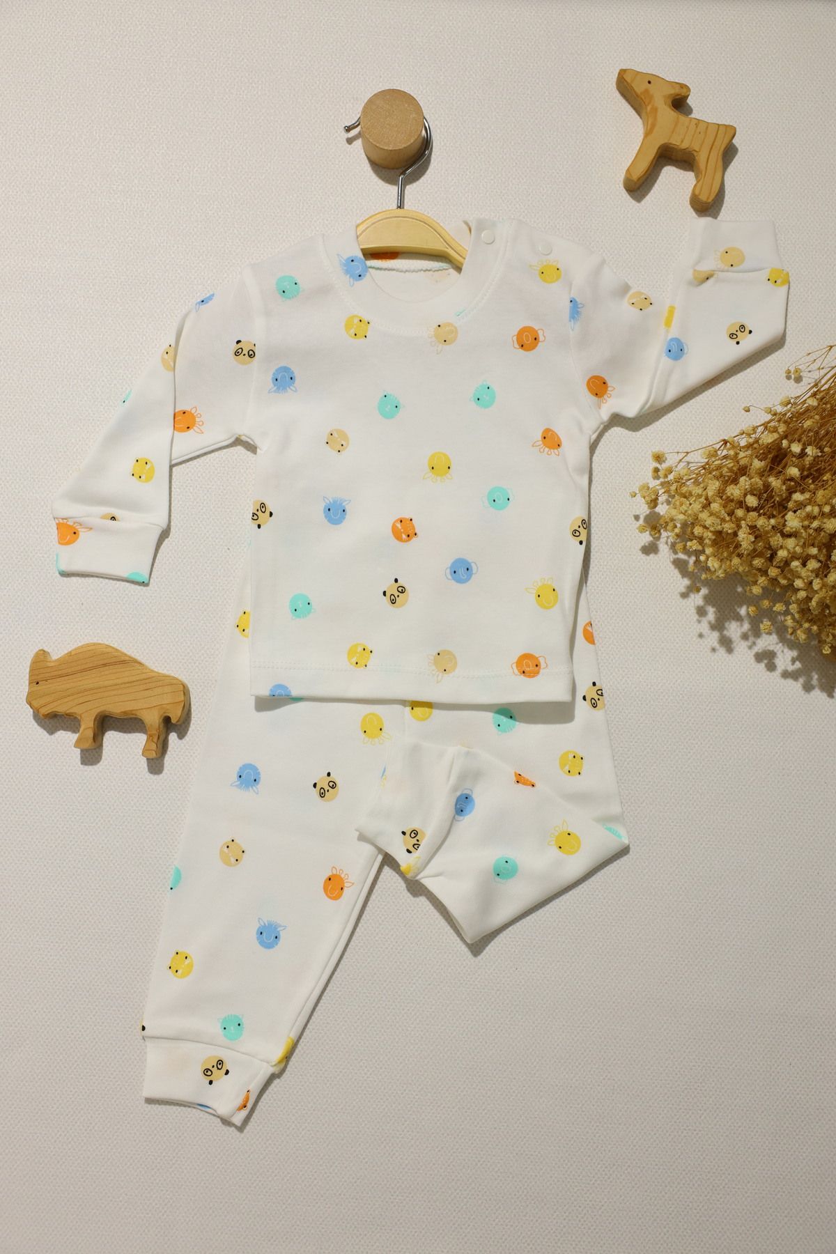 Vivolas %100 Organik Pamuk Bisiklet Yaka Panda Desenli Bebek Sweatshirt ve Pantolon 2'li Takım