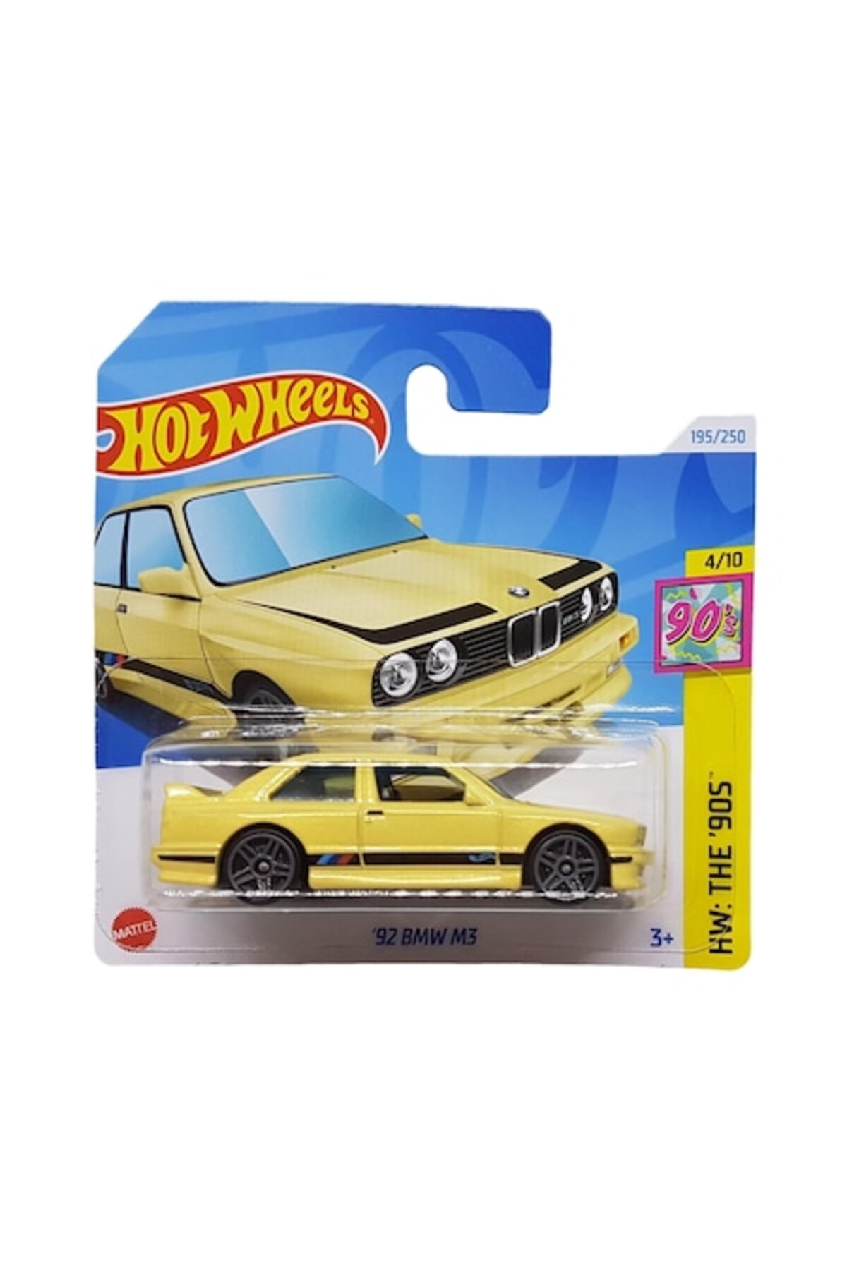 Masinuta Metalica Hot Wheels, 92 BMW M3, Colectia HW:The 90's - Editia 2024, Galben, 1:64