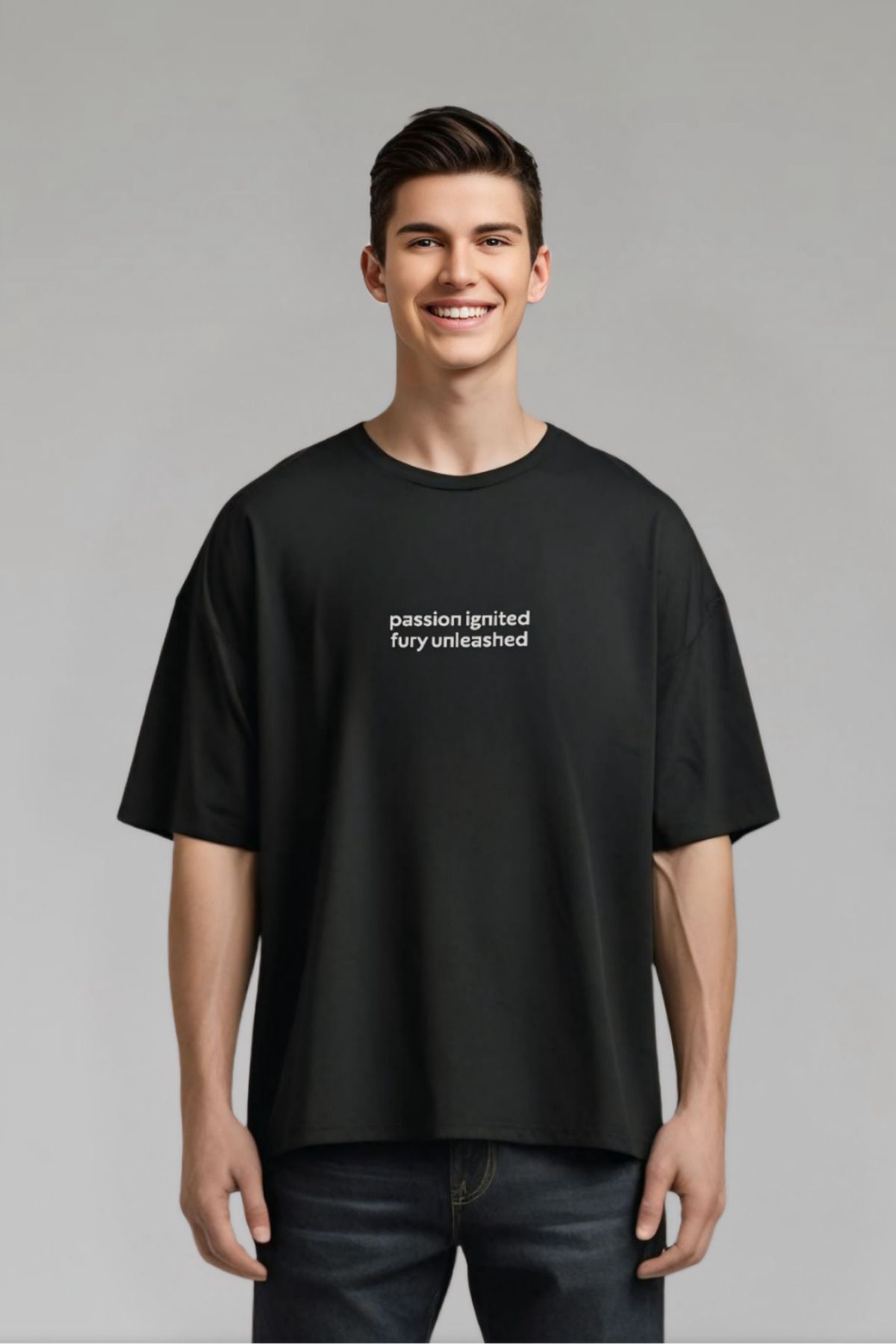Butik Asmodeus Pamuklu Oversize Tshirt - Kötülük ve Tutku Temalı Özel Tasarım