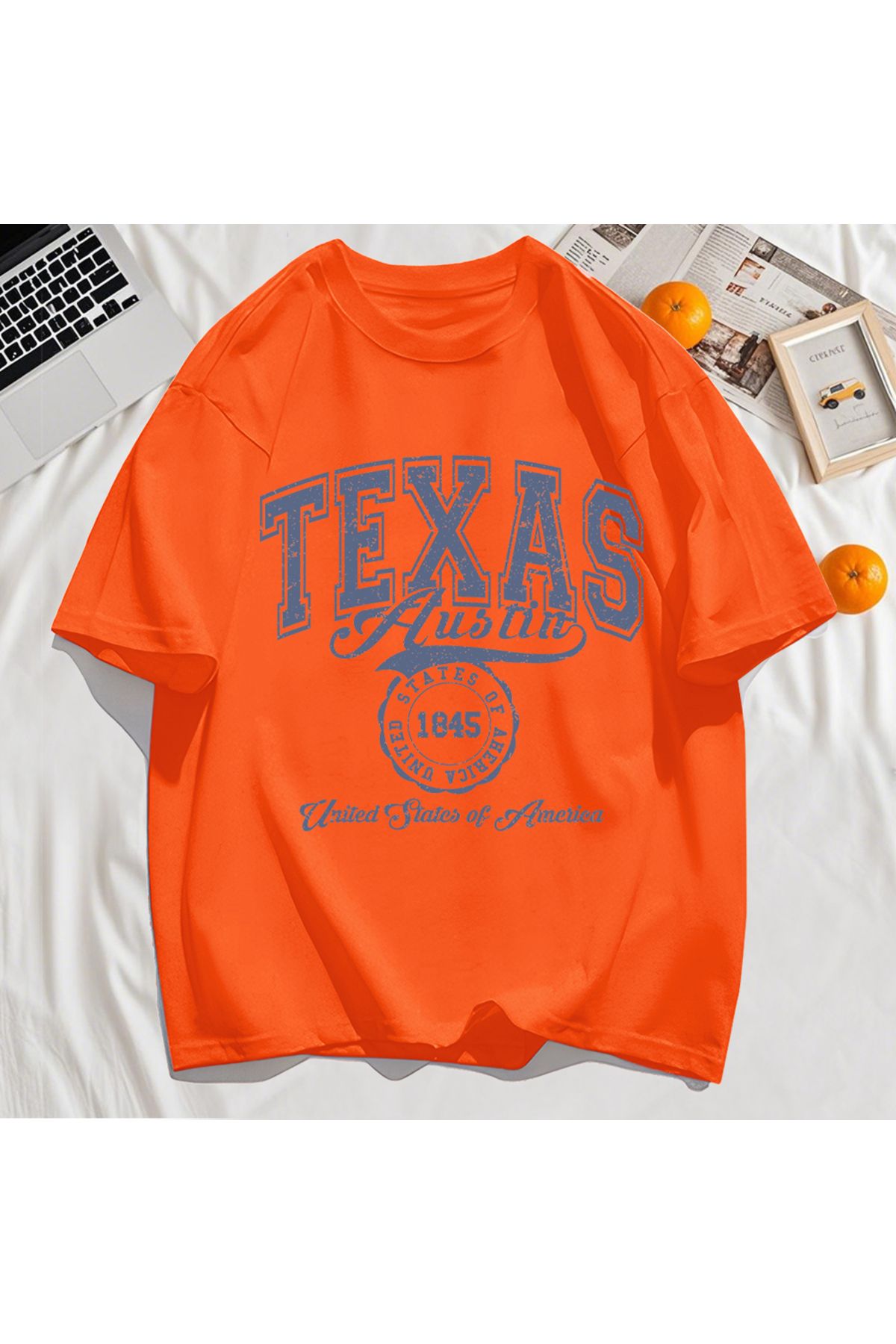 StartMore Y2k Vintage Tişört Tee Texas Abd 1845 Hollow Out Sanat Mektup Baskı
