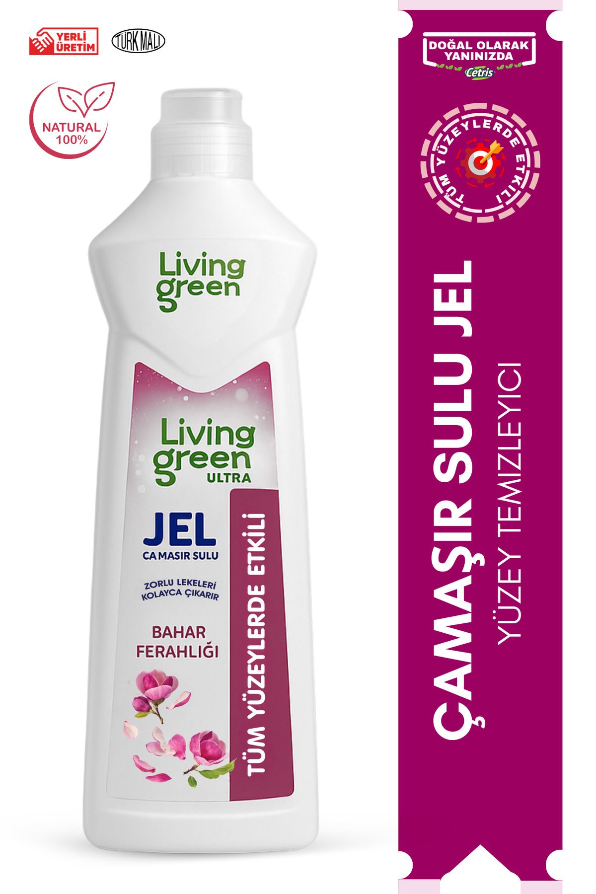 Living Green Ultra Jel Çok Amaçlı Yüzey Temizleyici – Bahar Ferahlığı, Tüm Yüzeylerde Etkili