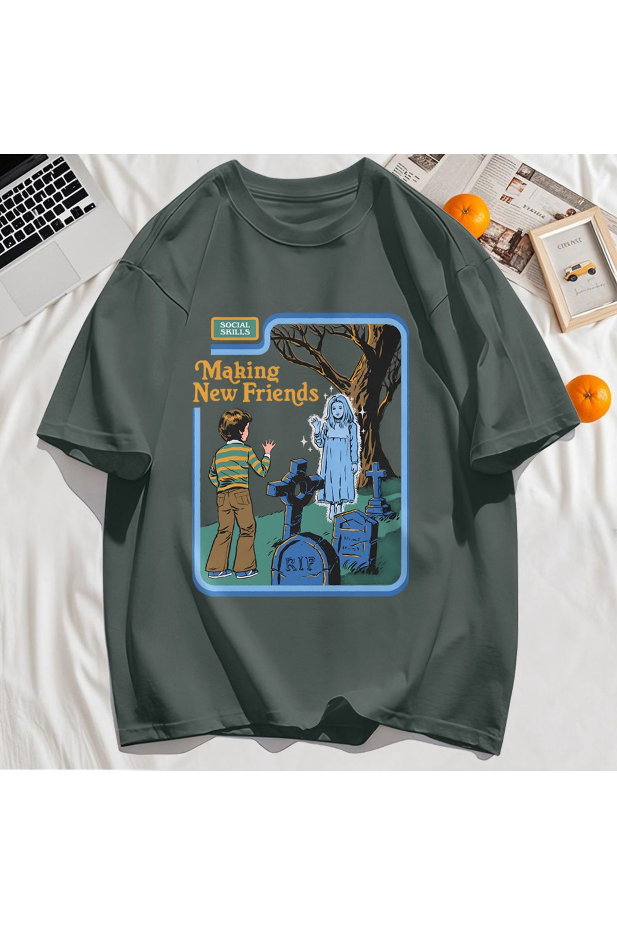 StartMore Y2k Vintage Tişört Tee Yeni Arkadaşlar Yapmak Baskı