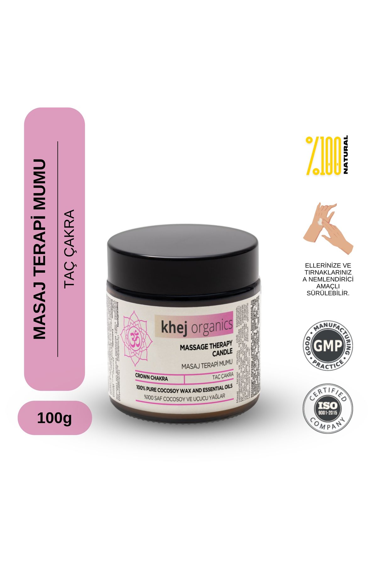 Khej Organics Taç Çakra Masaj Terapi Mumu 100gr