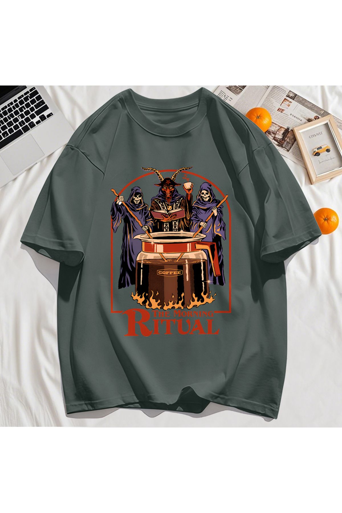 StartMore Y2k Vintage Tişört Tee Sabah Ritüeli Baskı
