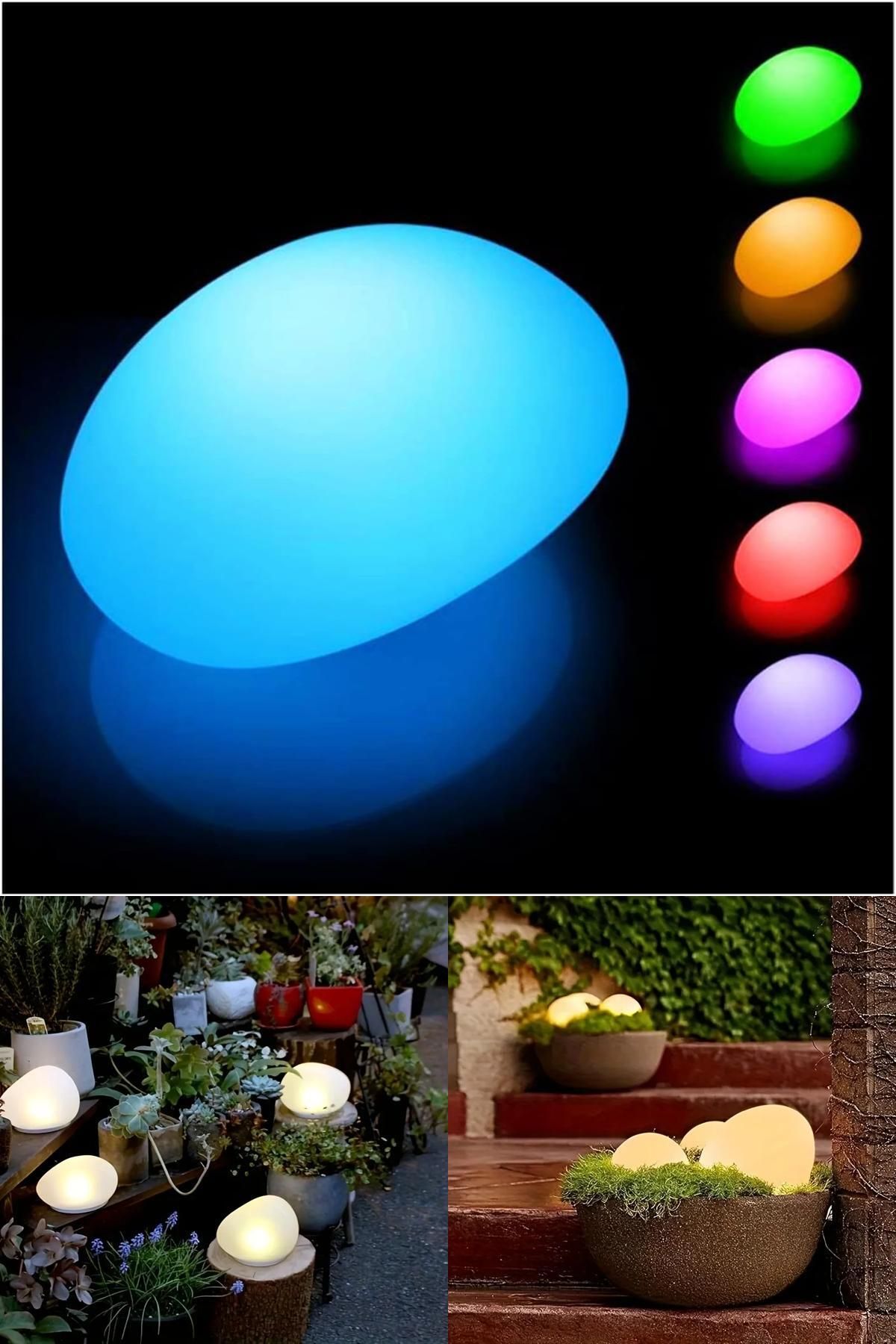Midday 🔹2 Adet RGB Renkli Solar Bahçe Lambası – Kumandalı, Şarjlı ve Taş Görünümlü LED Işık Dekoru