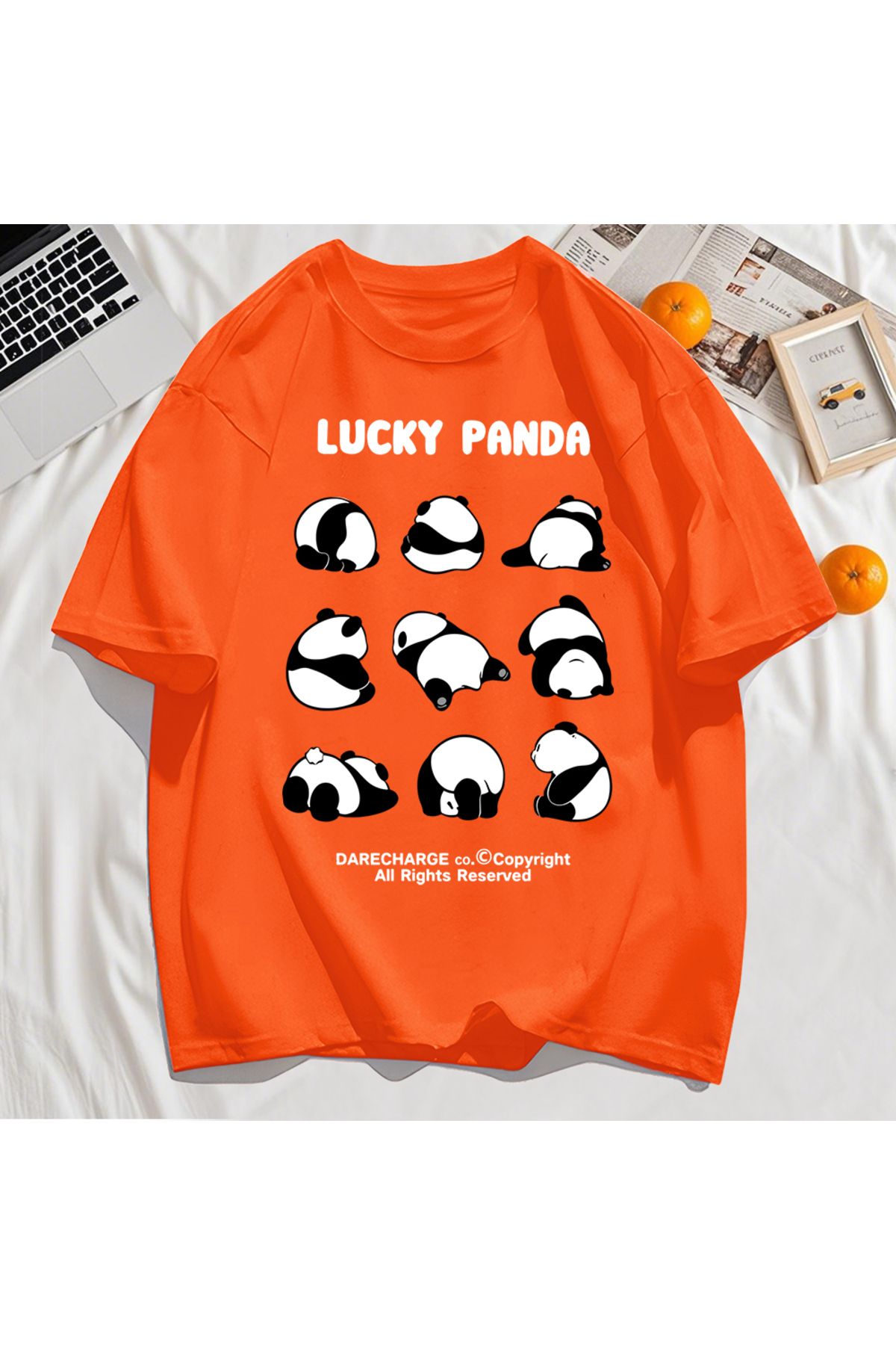 StartMore Y2k Vintage Tişört Tee Şanslı Panda Tüm Sağ Rezerve Desen