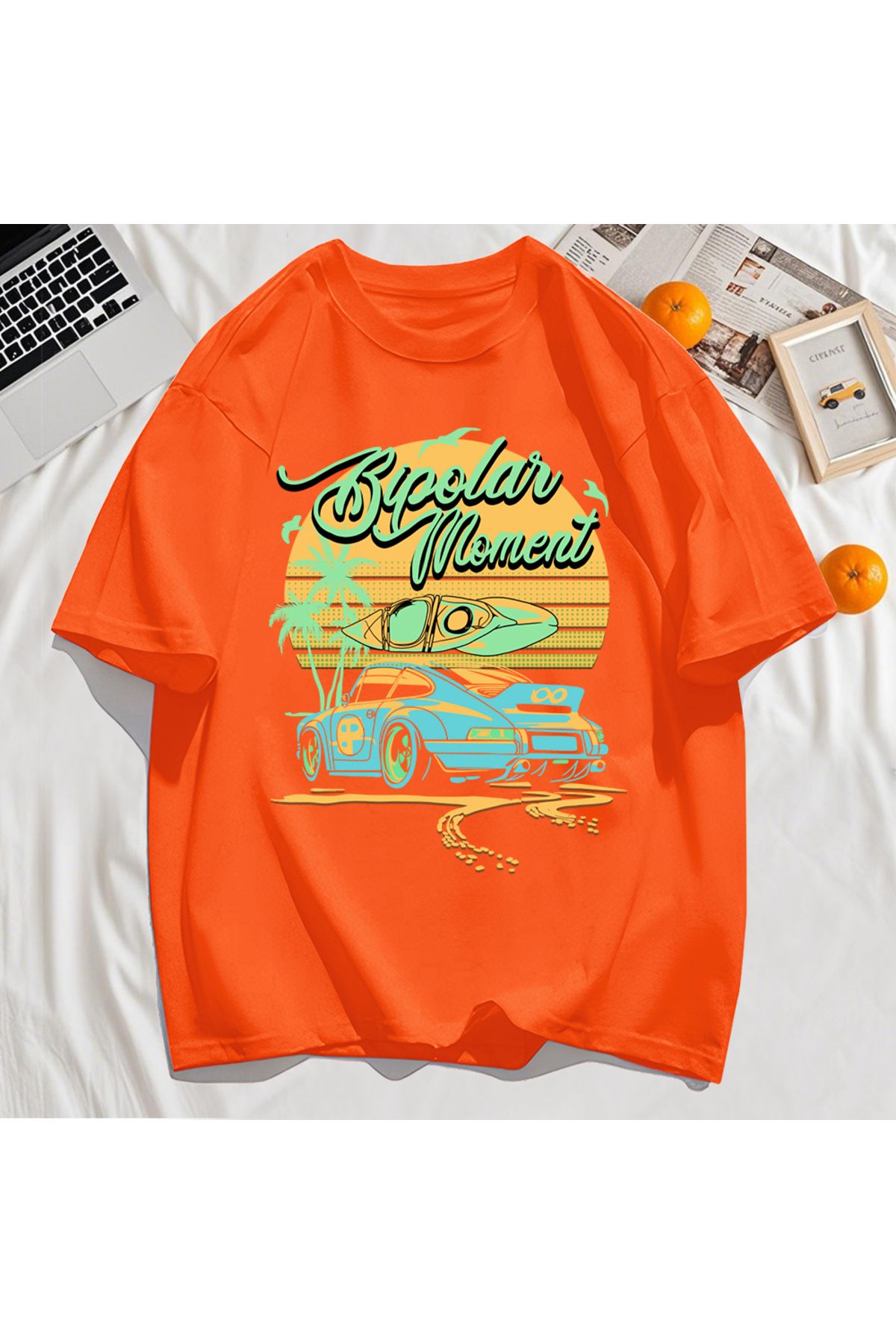StartMore Y2k Vintage Tişört Tee Hindistan cevizi Ağacı Araba Yaratıcı Mektup Baskı