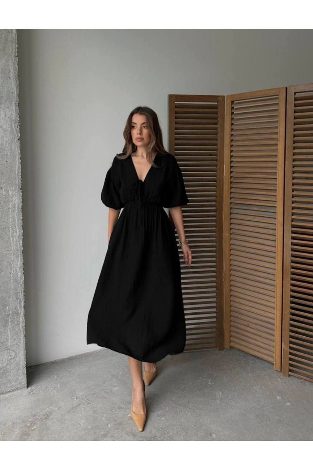 Butik Müslin Kumaş Günlük Elbise