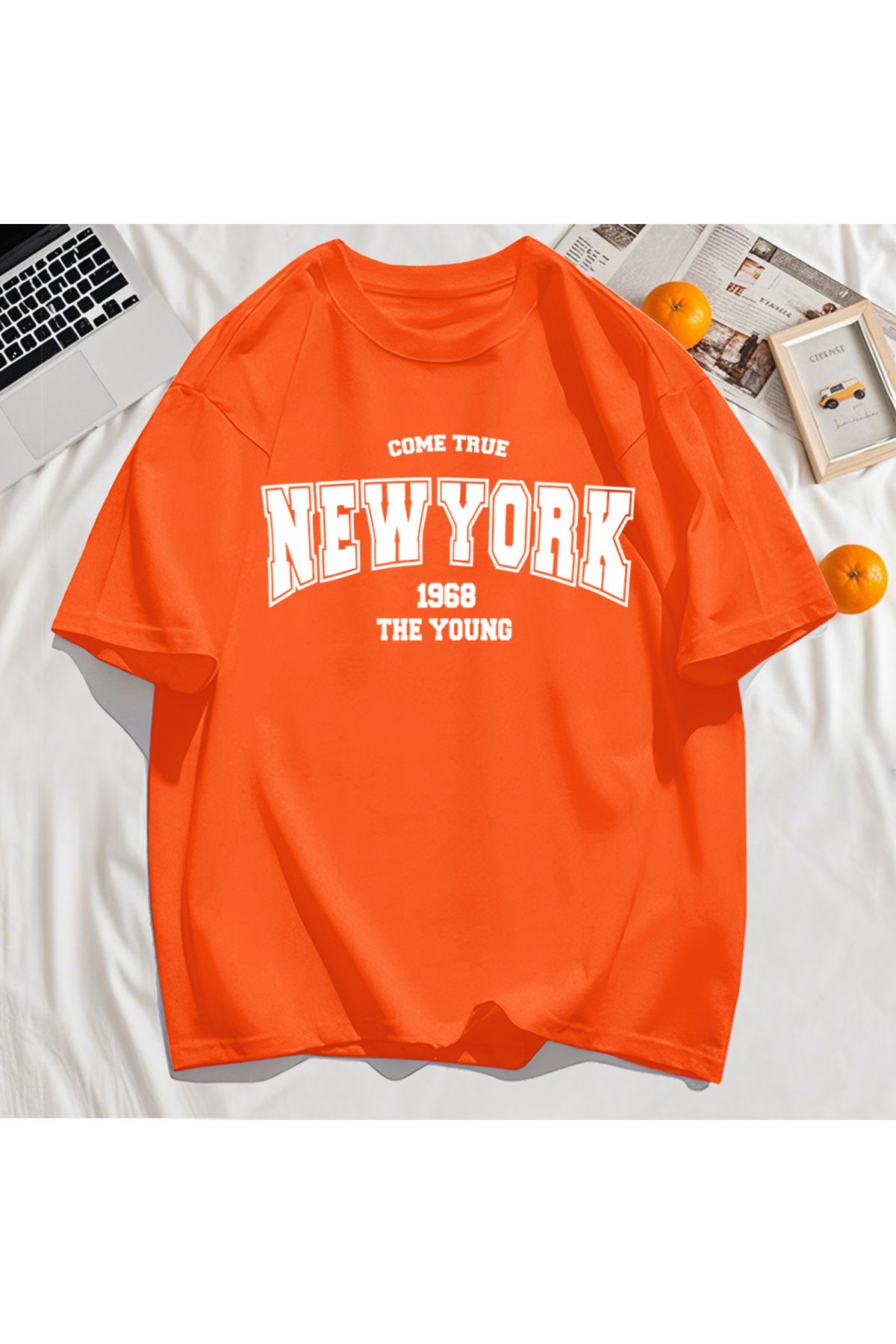 StartMore Y2k Vintage Tişört Tee Gerçek Gel New York 1968 Basit Sanat Mektup Baskı