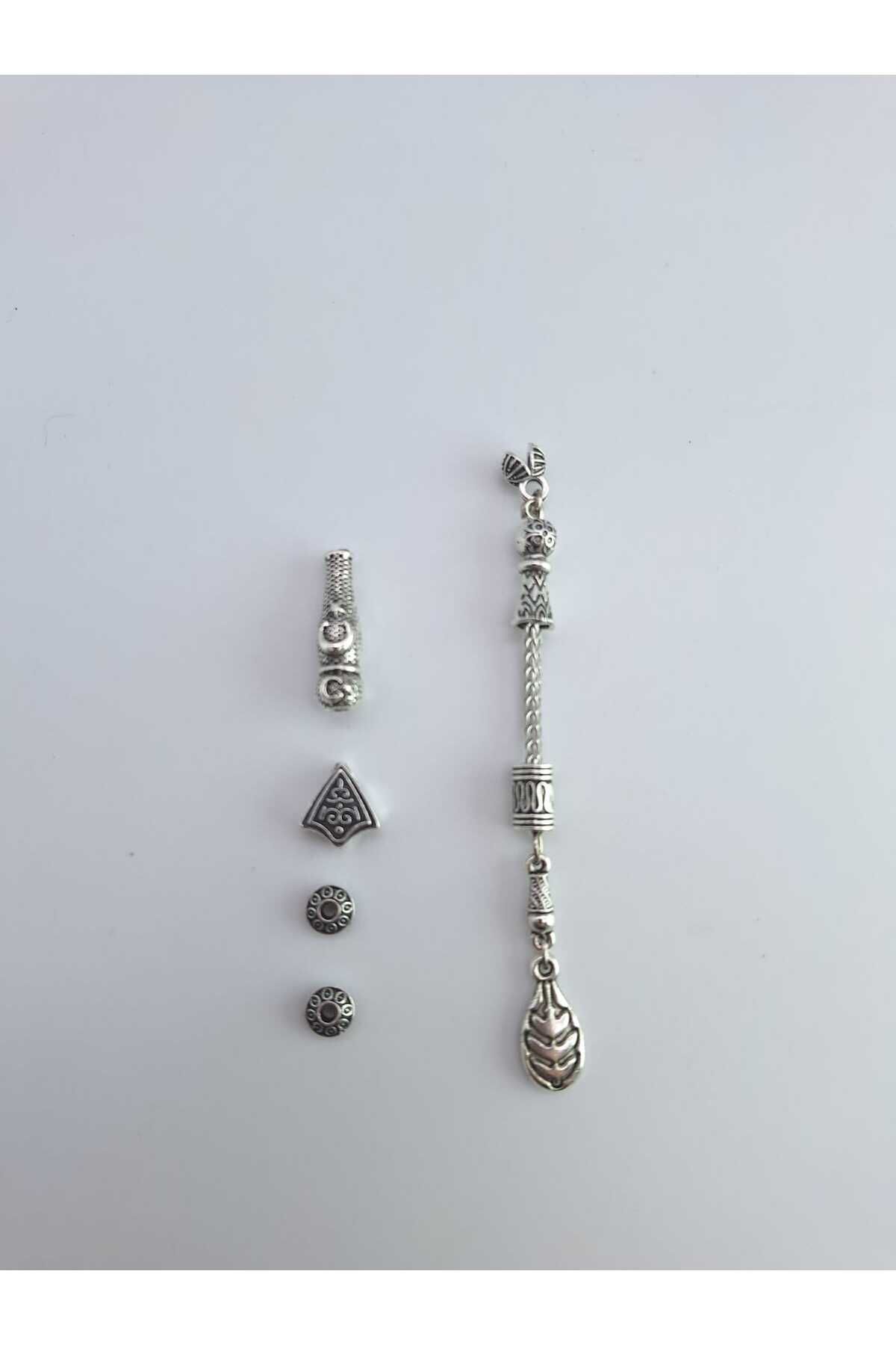QELA COLLECTION Tesbih Püskül Yapım Tamir Seti 5 Adet Tesbih Yapabilirsiniz Kehribar Kuka Tesbih Tamir