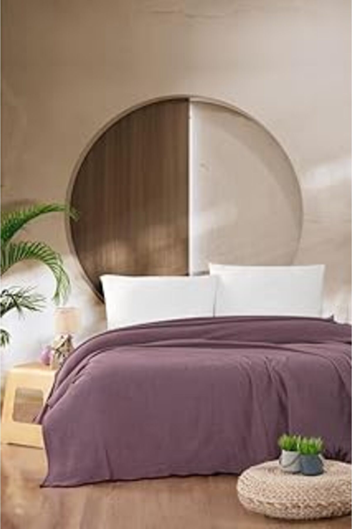 Qedii Mulberry Macar Çift Kişilik Pike Pamuklu Yatak Örtüsü 220X230 Bordo