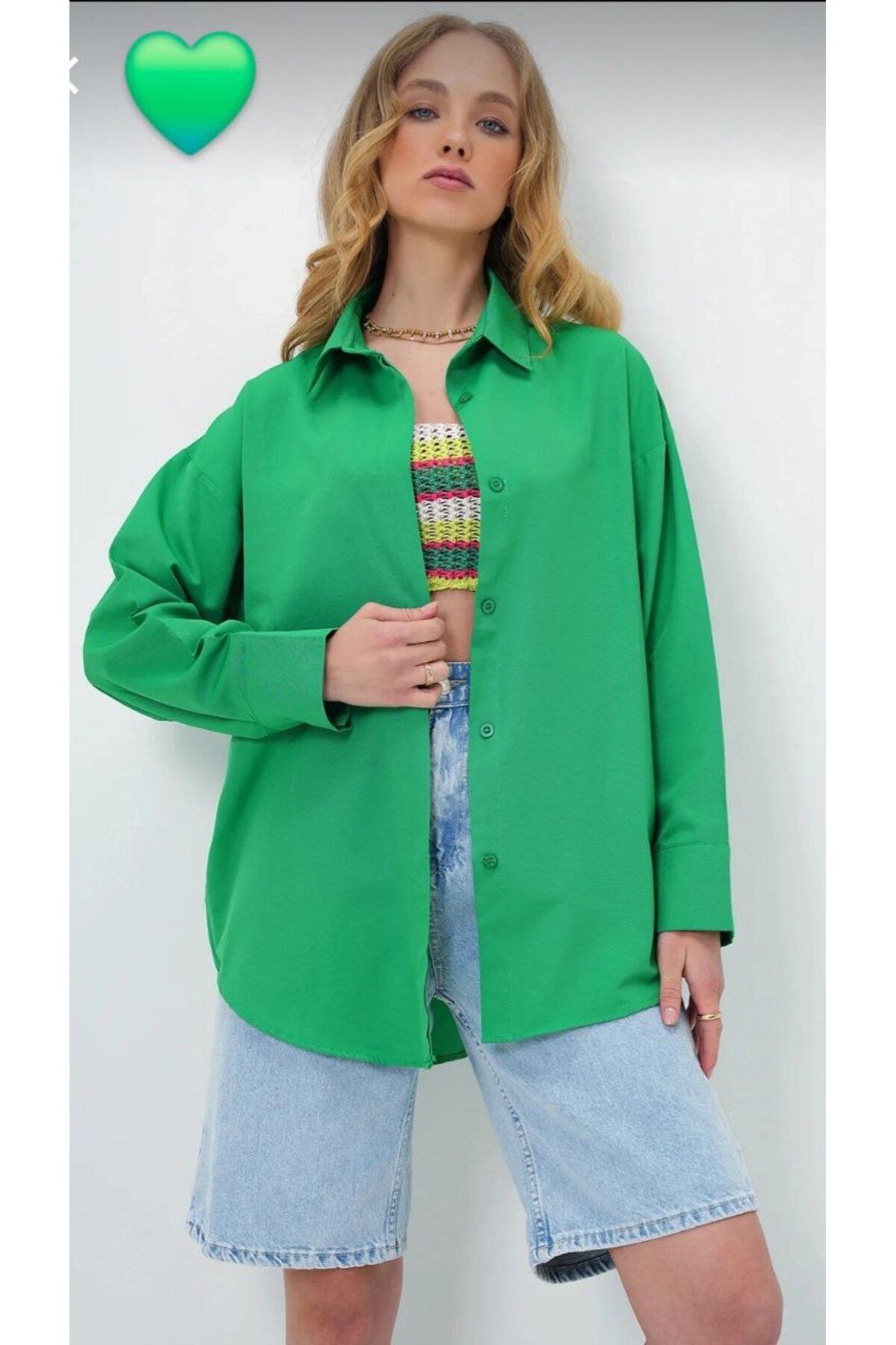 Elmas butik Elmas kadın trikoton oversize gömlek