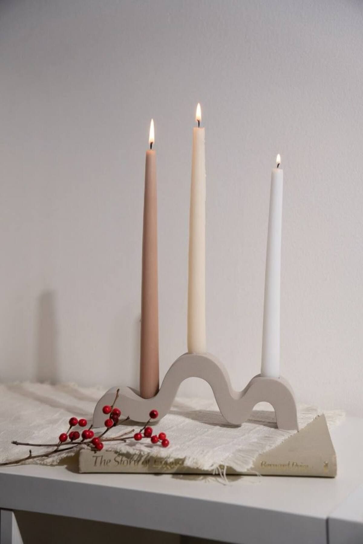 Home Modern Dalga Formlu 3 lü Mumluk/Şamdan