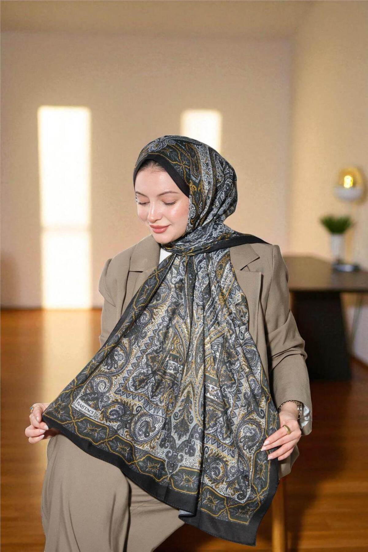 Baştacı 2025 Summer Season Mustard Ethnic Shal