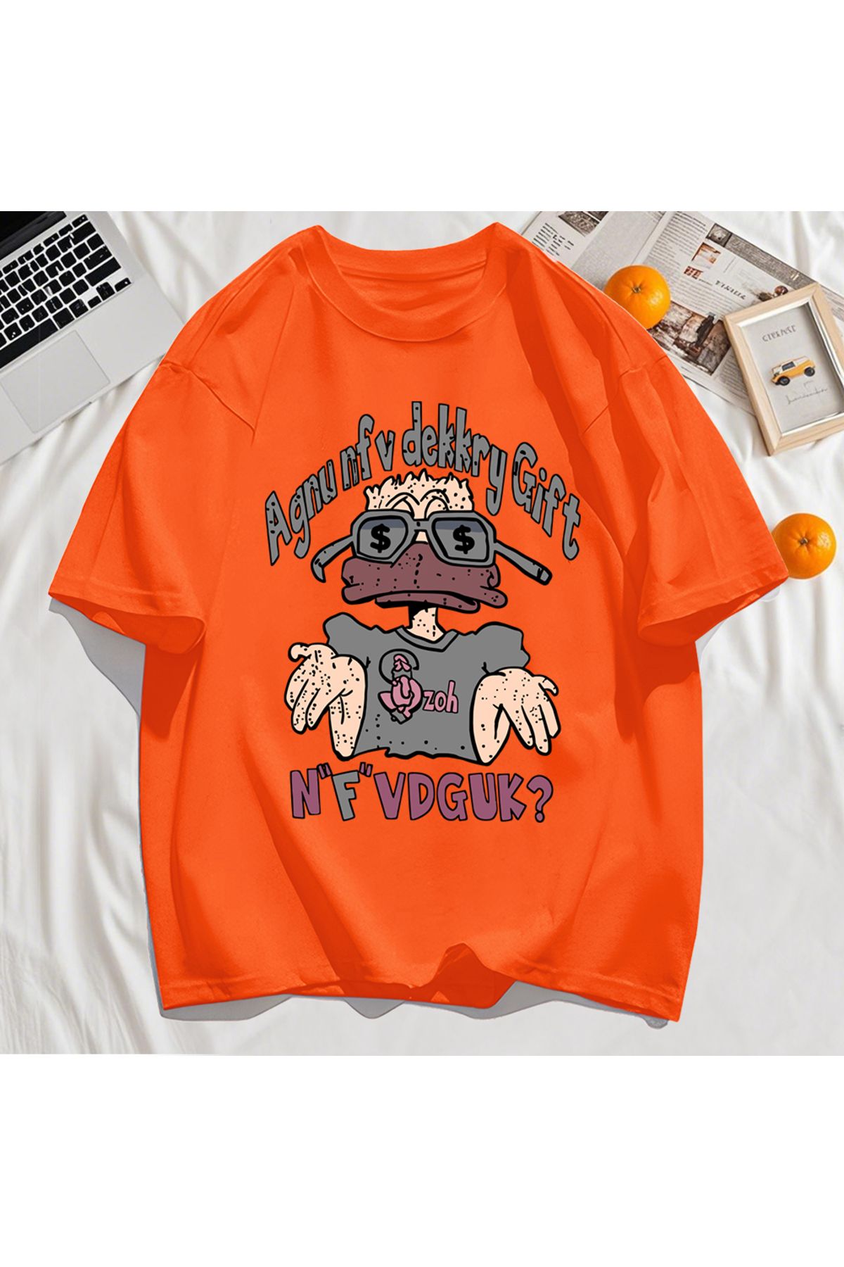StartMore Y2k Vintage Tişört Tee Bir İnsan Gözlük Giyen Baskı