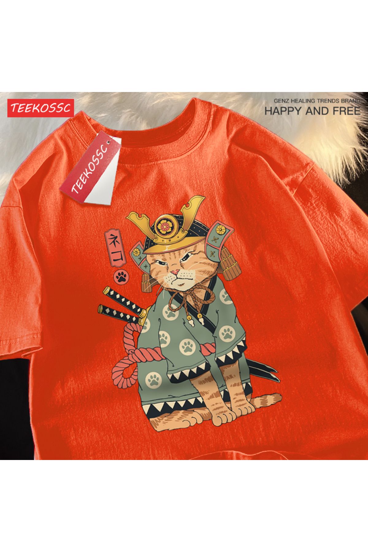StartMore Y2k Vintage Tişört Tee Japon Harajuku hayalet kılıçlı kedi