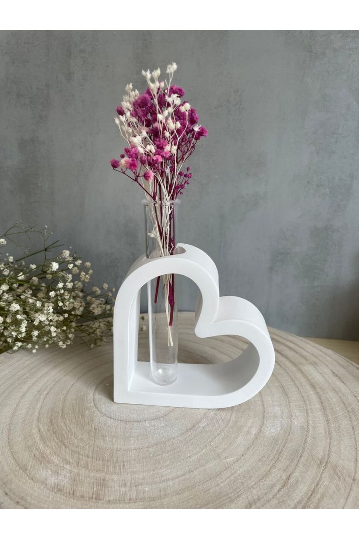 Home Dekoratif Beton Kalp Tüplü vazo (Cam tüp dahil)