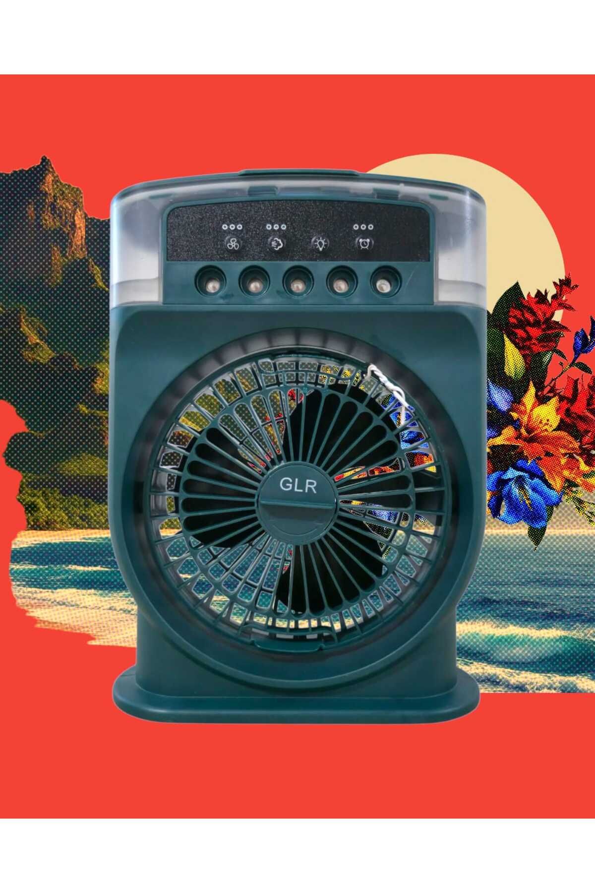 alpotekno Şarjlı Işıklı 10W 5 Spreyli Vantilatör Buzlu Buharlı Mini Fan