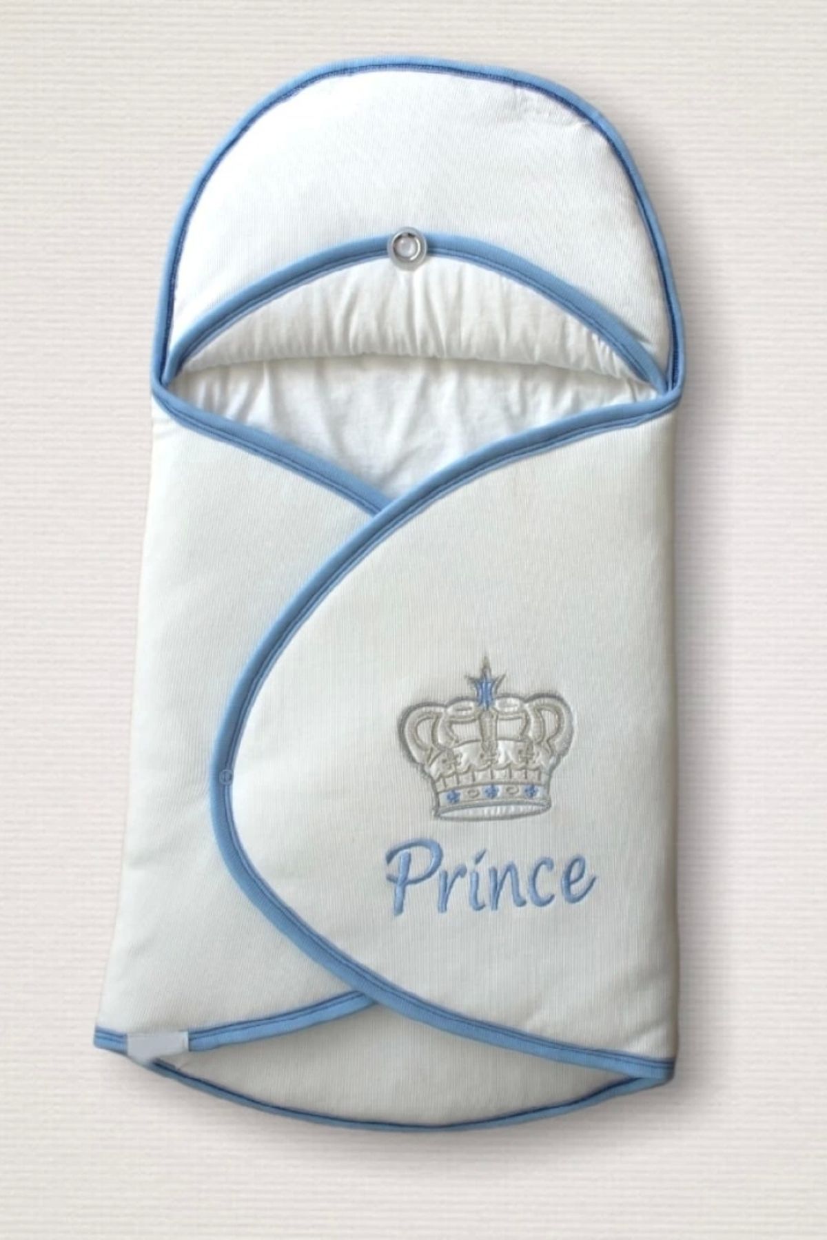shopwave Yenidoğan Prince Nakışlı Çizgi Efektli Kız Bebek Klasik Kundak Bebek Battaniyesi