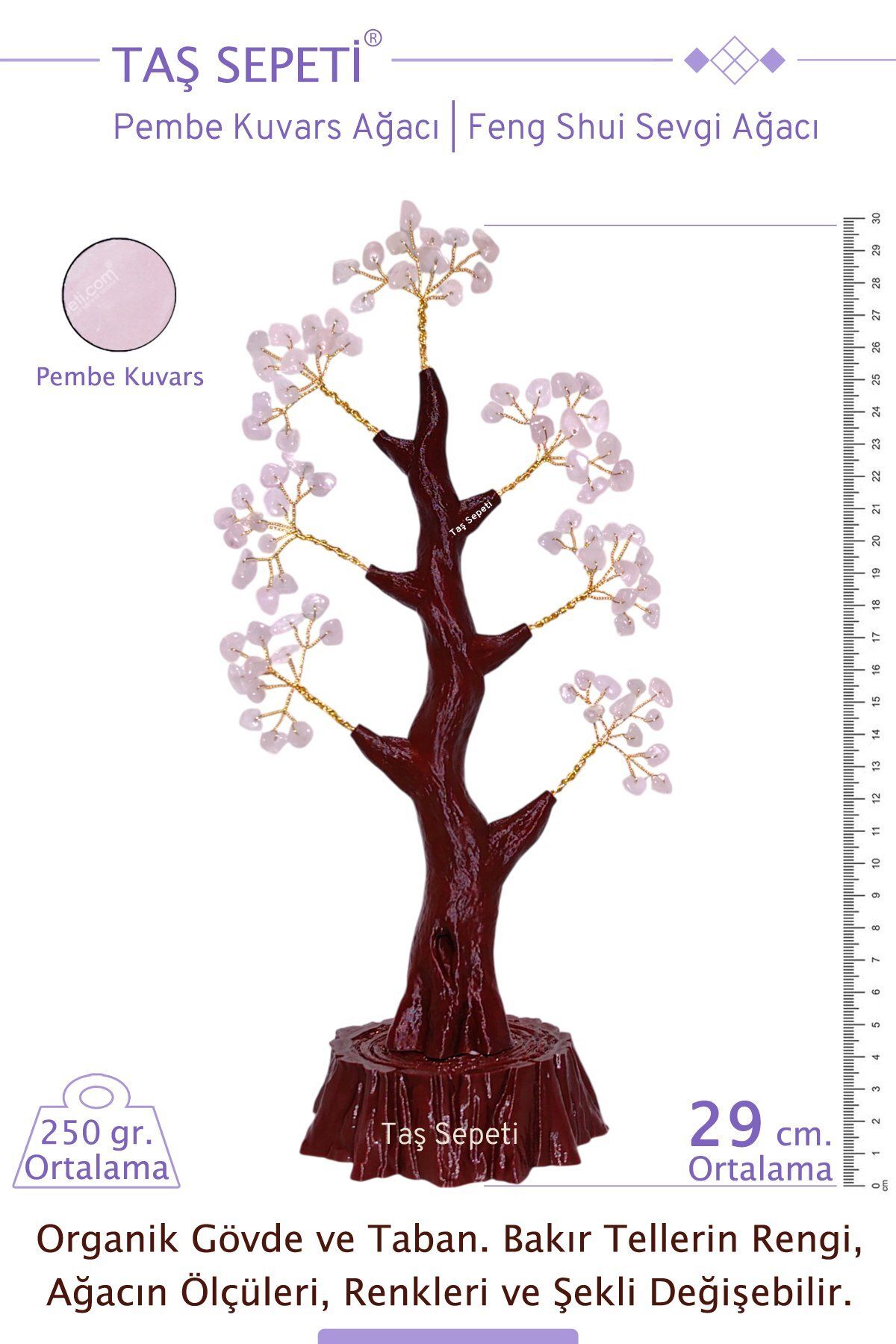 TAŞ SEPETİ Pembe Kuvars Feng Shui Sevgi Ağacı Kristal Hayat Ağacı Dekoratif Hediye Pozitif Enerji için 29cm