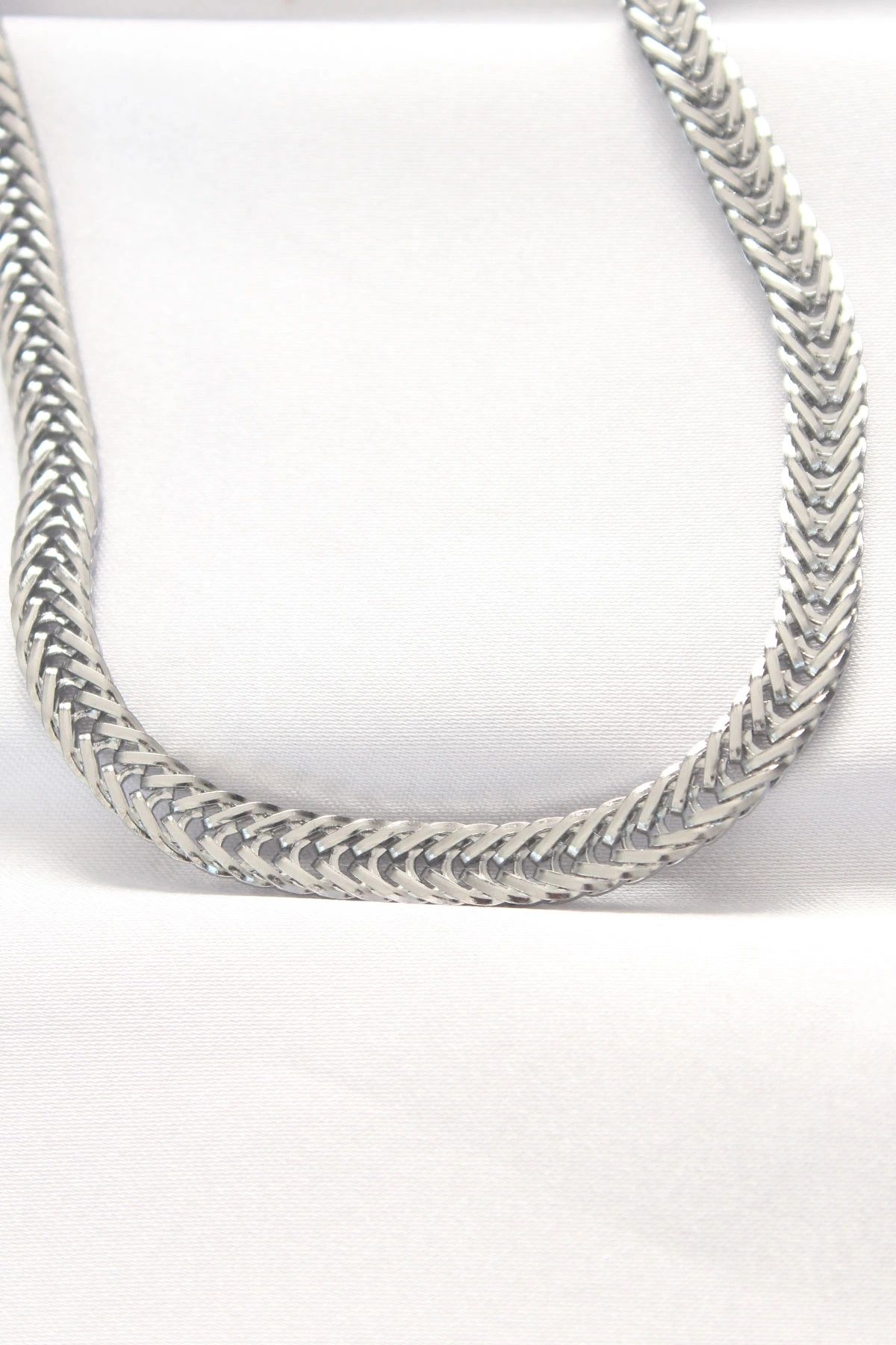shopwave 316L Çelik Silver Renk Balık Sırtı Zincir Kolye